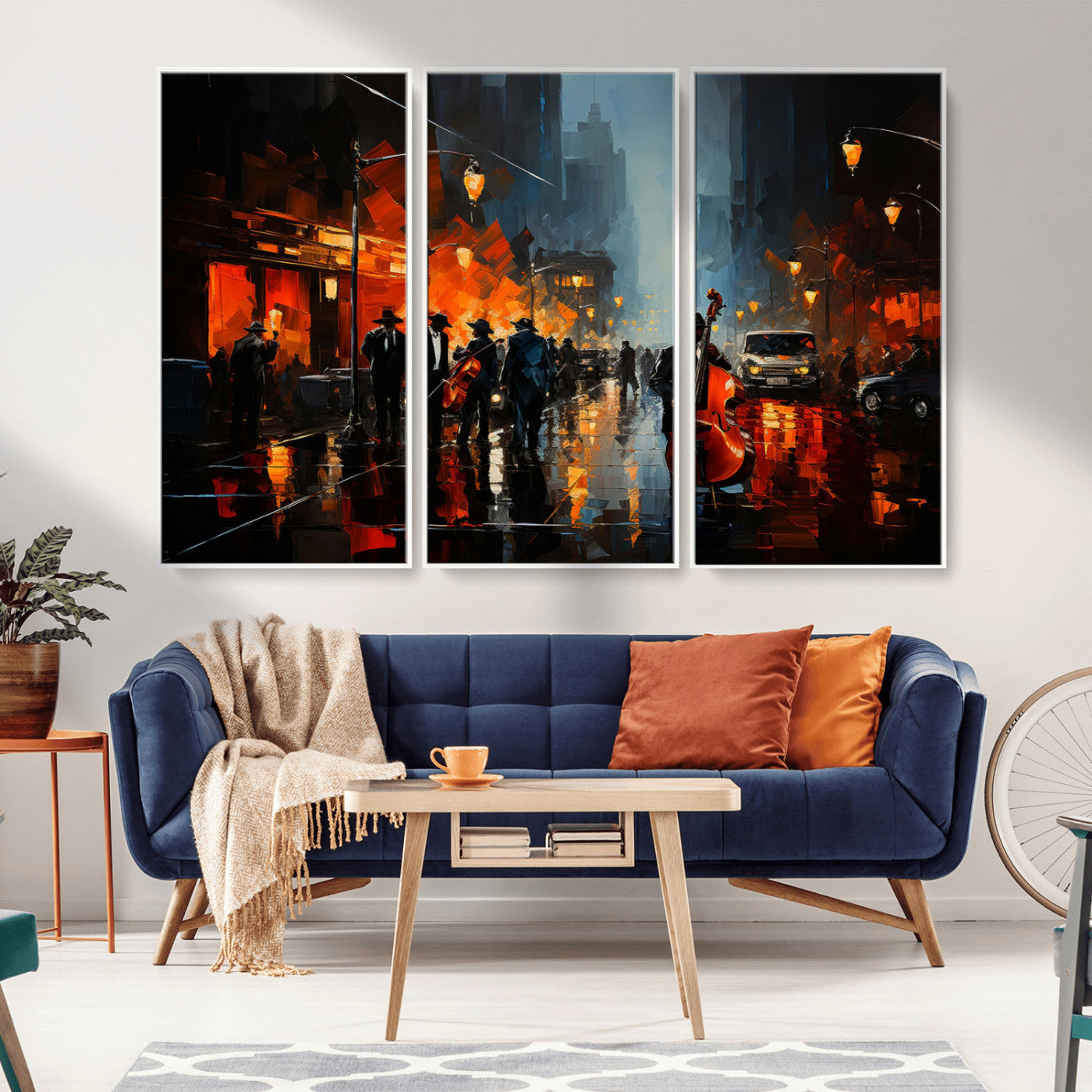 46538-MGV-FC-48X32-3P_White-Winston Porter Jazz Wall Art - African American Music Canvas - Abstract Colorful Music Art - Framed