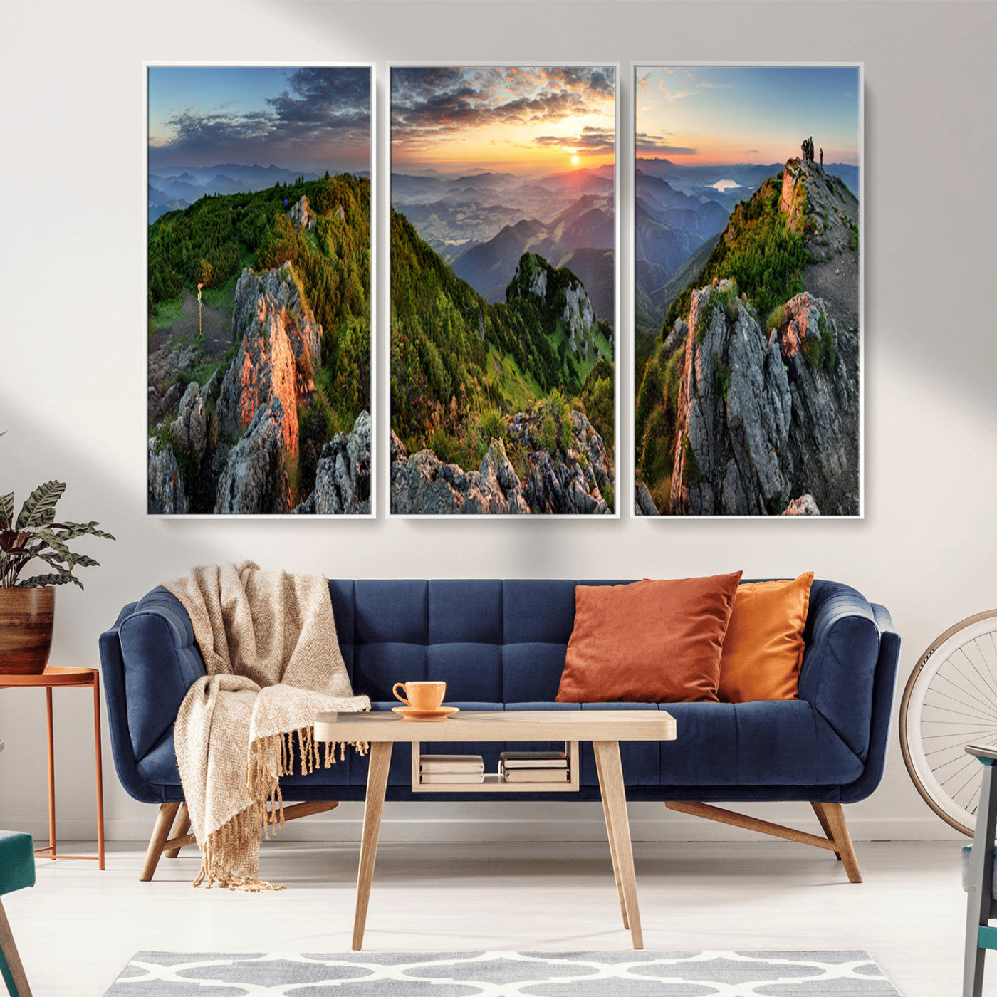 51582565-MGV-CV-36X24-Mountain Sunset Panoramic Wall Art Canvas Print – Framed Scenic Wilderness Scene with Majestic Summit Artwork for Home, Office