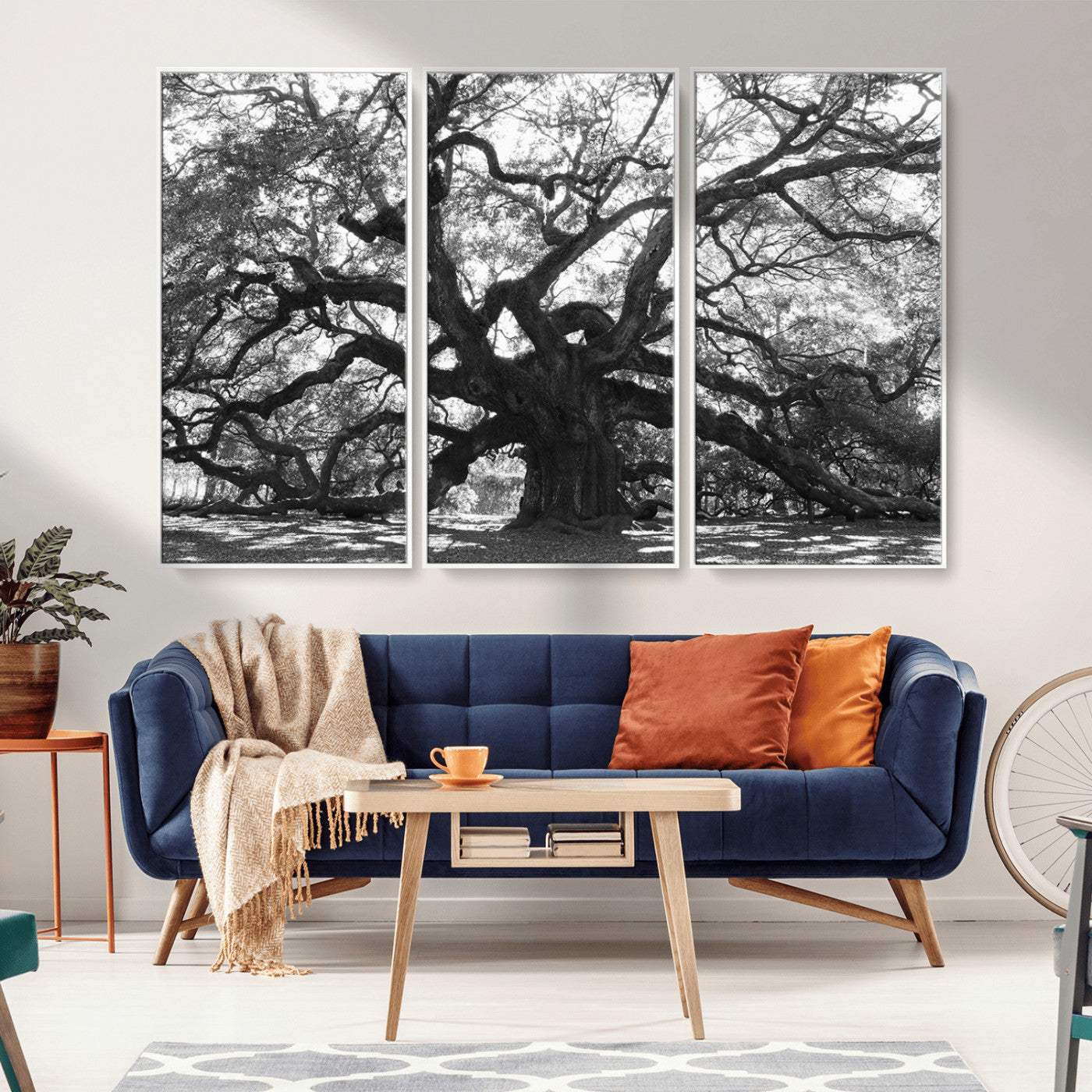 -Ancient Oak Wall Art Canvas Print, Framed Twisted Branches Art Picture Print, Gnarled Tree Perfect Moody Nature Decor Artwork