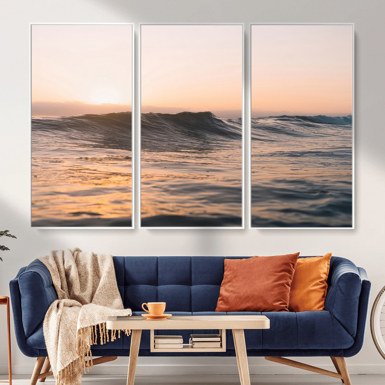 46299358-MGV-CV-36X24 - Golden Sunset Ocean Wall Art – Tranquil Waves & Peaceful Horizon Canvas Print, Soft Light and Evening Glow for Serene Beach, Home or Nature Decor