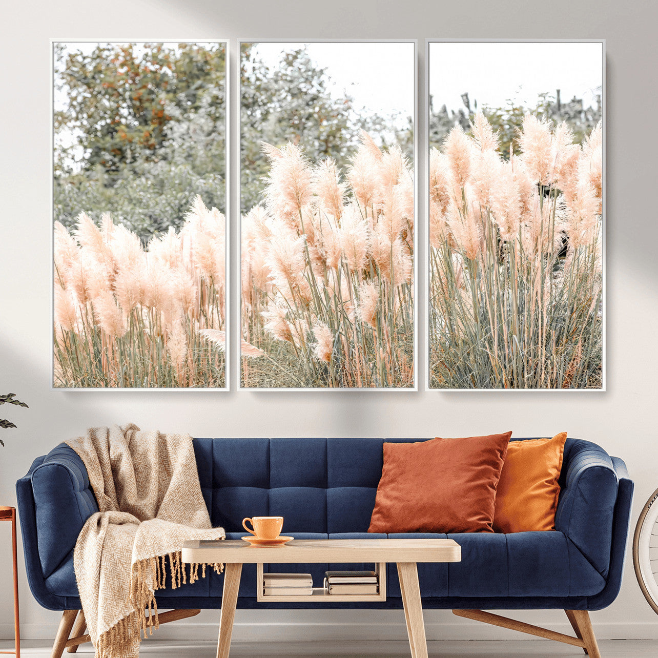 21826392-MGV-CV-36X24 - Pampas Grass Wall Art – Soft Blush Hues and Natural Texture Canvas Print, Serene Outdoors & Botanical Charm for Living Room or Nature Decor