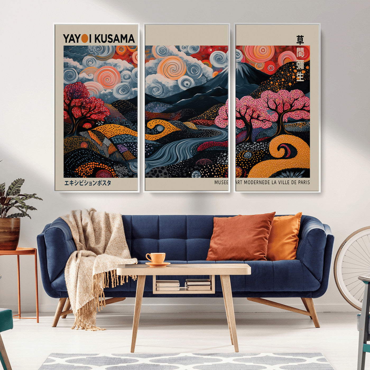 -Modern Japanese Wall Art Print Yayoi Kusama Canvas