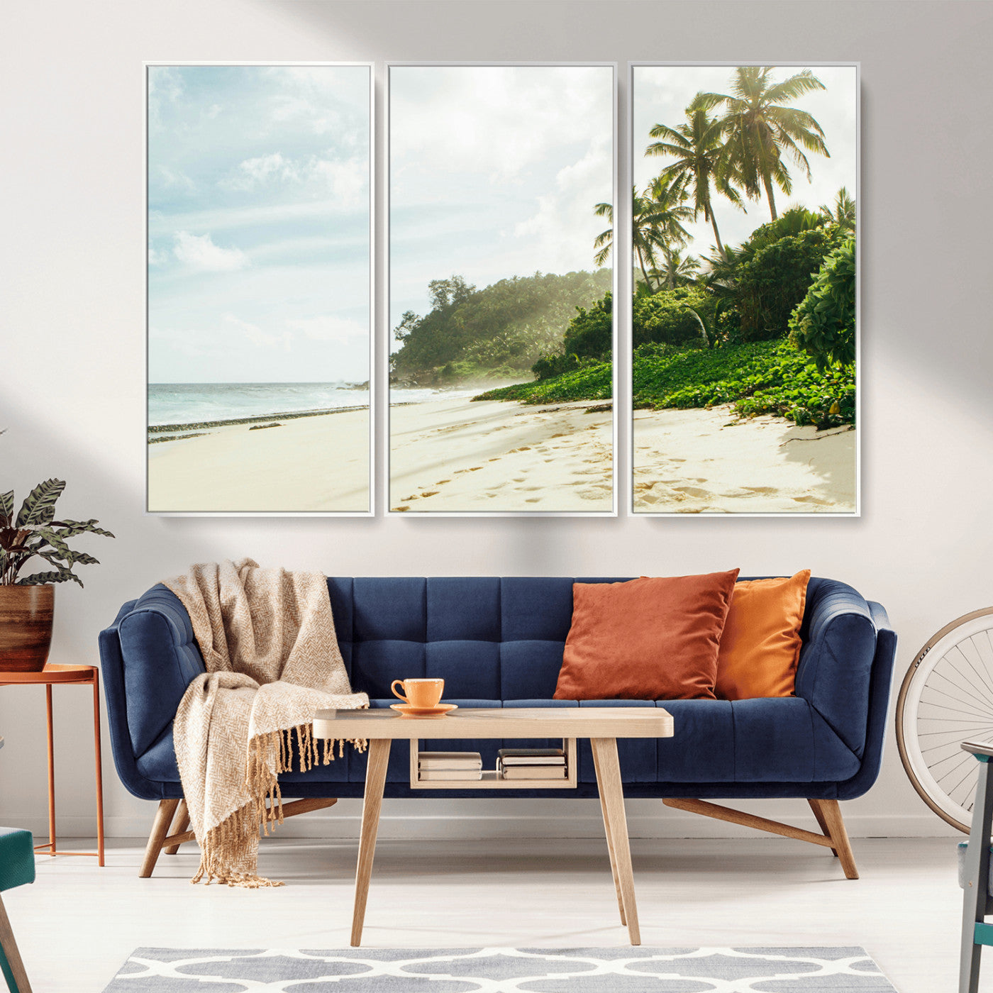-Relaxing Beach Wall Art Canvas Print – Framed Ocean View Coastal Serenity Tropical Nature Scene Artwork for Home Office