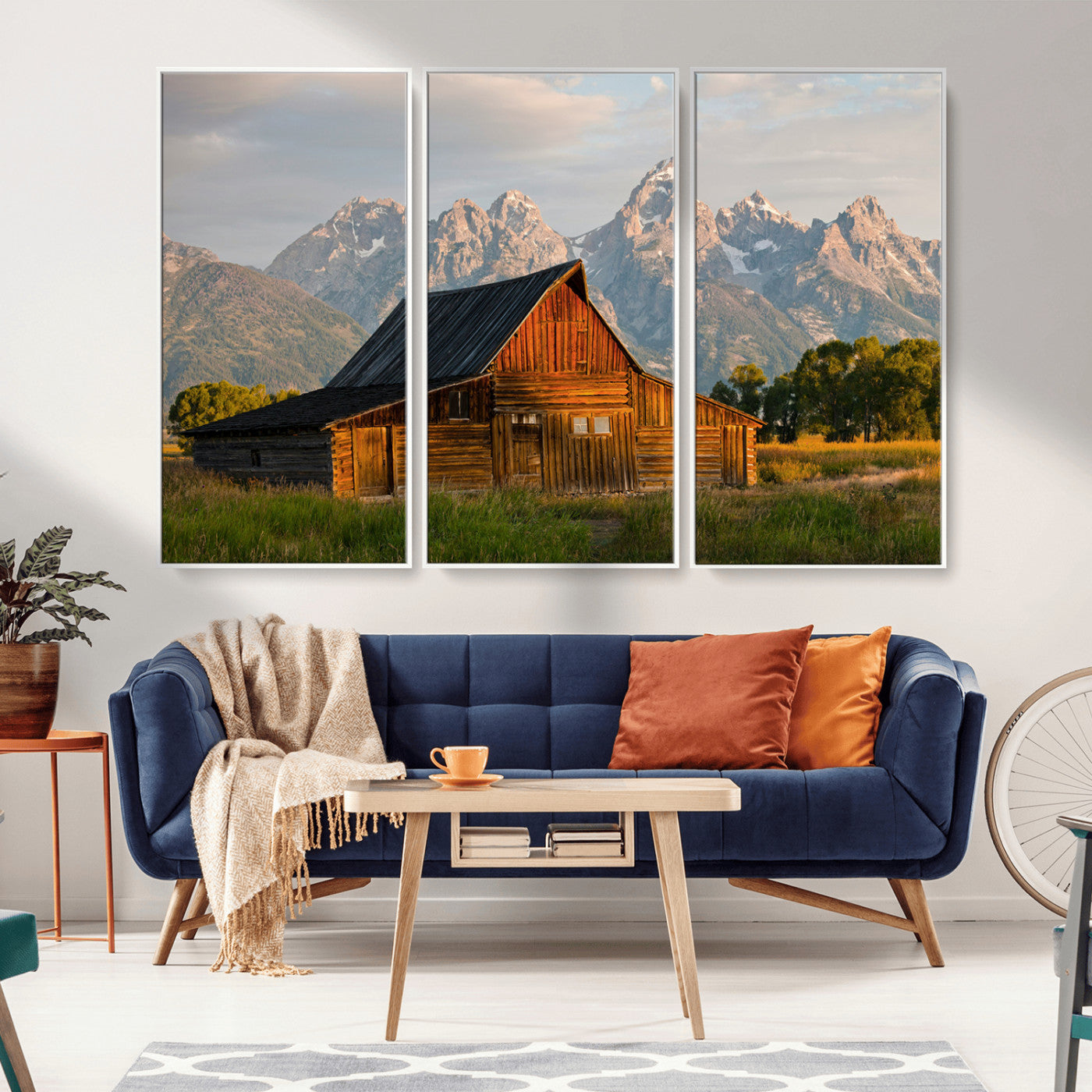 31771014-MGV-CV-36X24-Rustic Barn Wall Art Canvas Print – Framed Western Landscape Farmhouse Style Rustic Nature Scene Artwork for Home Office