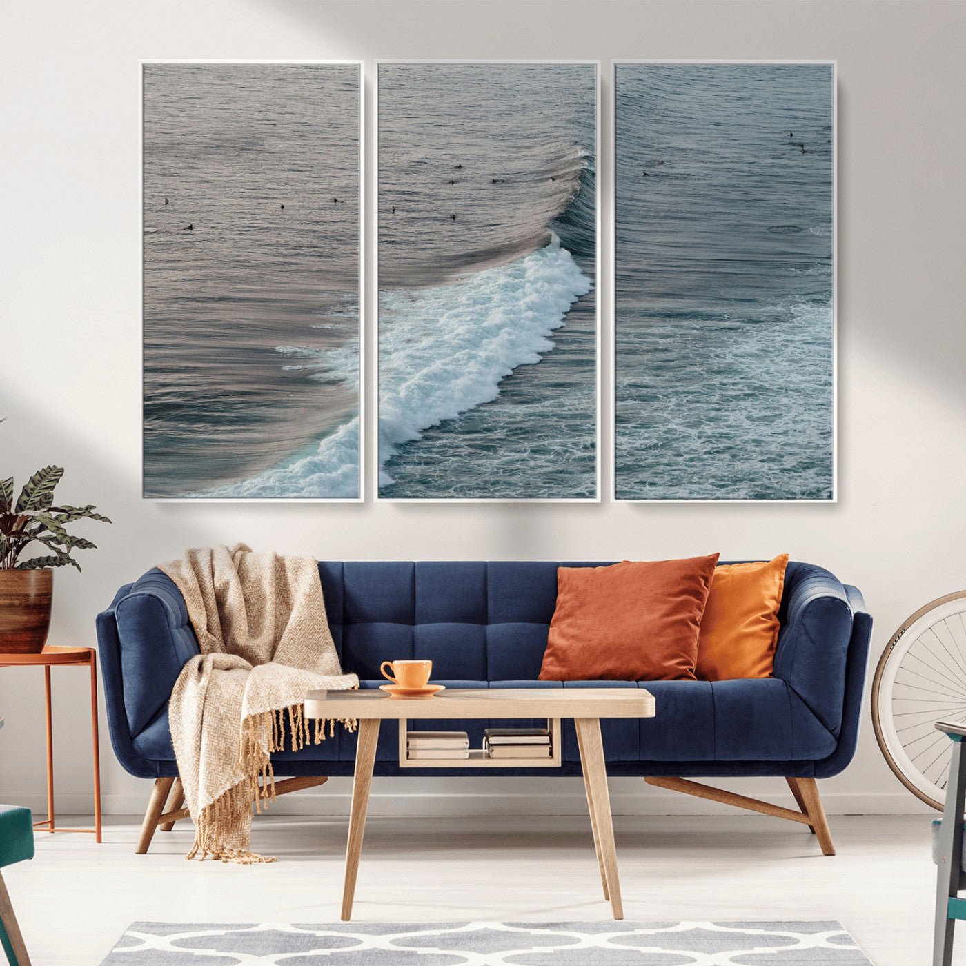 -Ocean Waves Wall Art Canvas Print – Framed Coastal Serenity Surf Nature Scene Artwork for Home Office