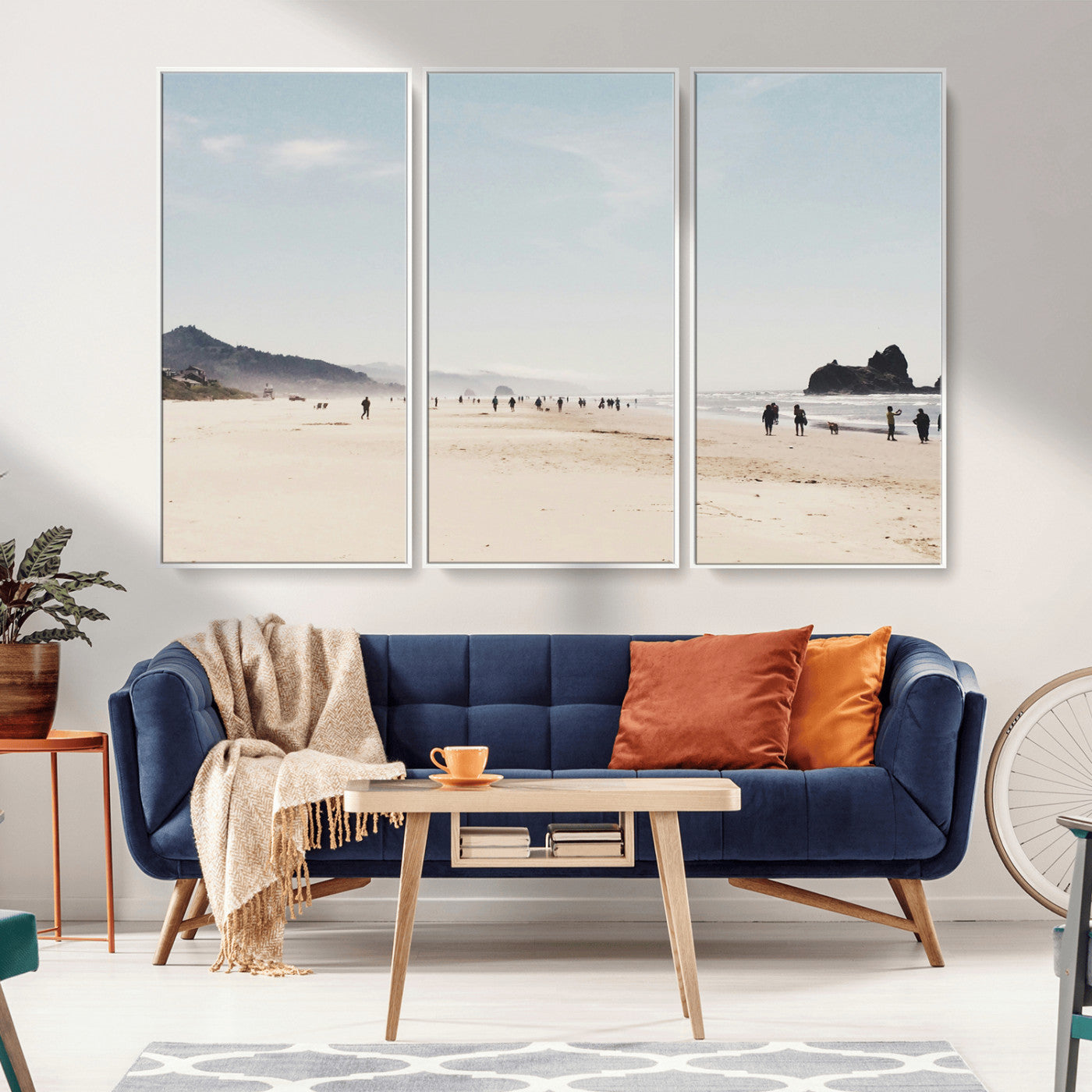 28307820-MGV-CV-36X24-Minimalist Beach Wall Art Canvas Print – Framed Coastal Serenity Soft Sand Nature Scene Artwork for Home Office