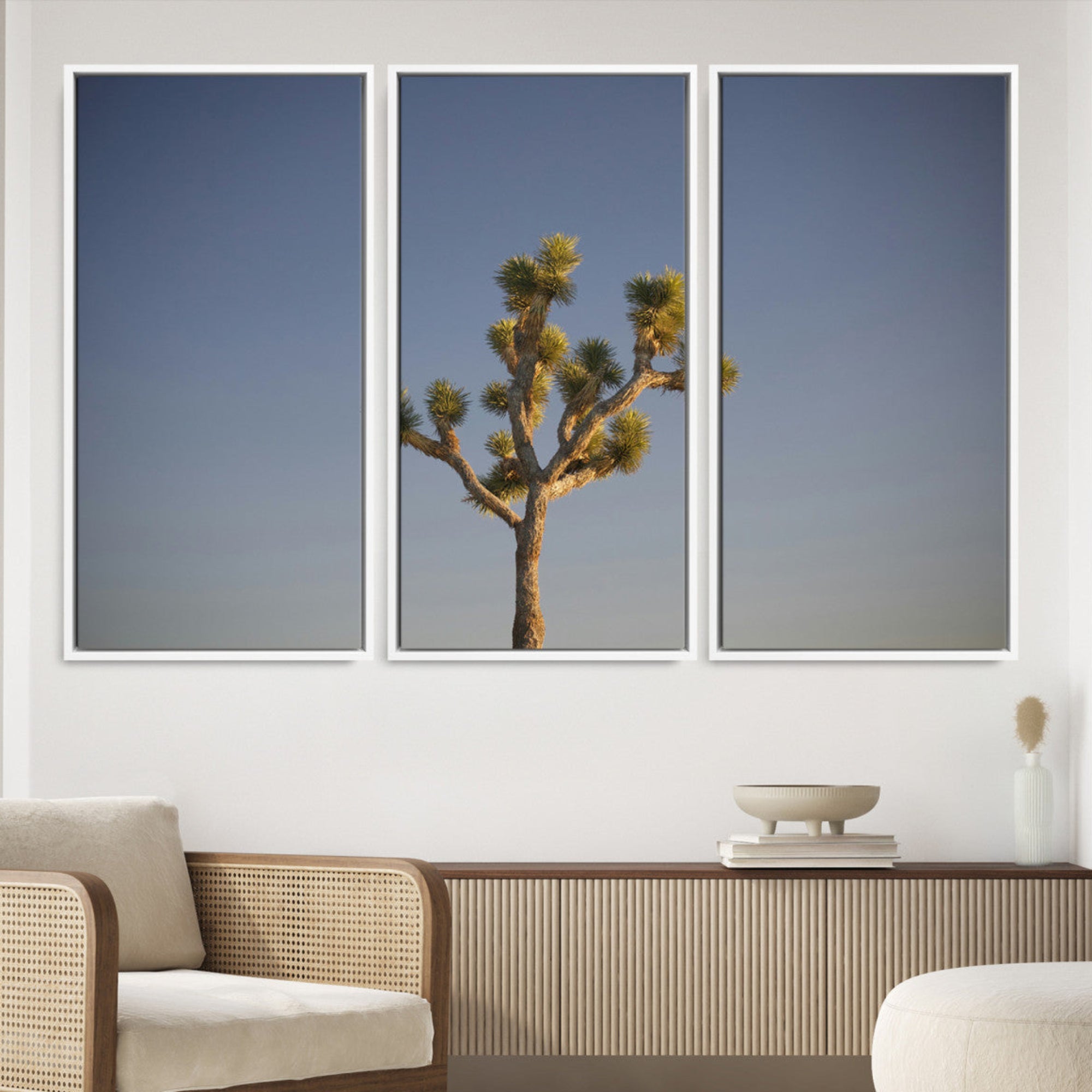 54552043-MGV-FC-48X32-3P-Joshua Tree Wall Art Canvas Print – Framed Southwestern Desert Landscape Scene Natural Rustic Artwork for Home Office
