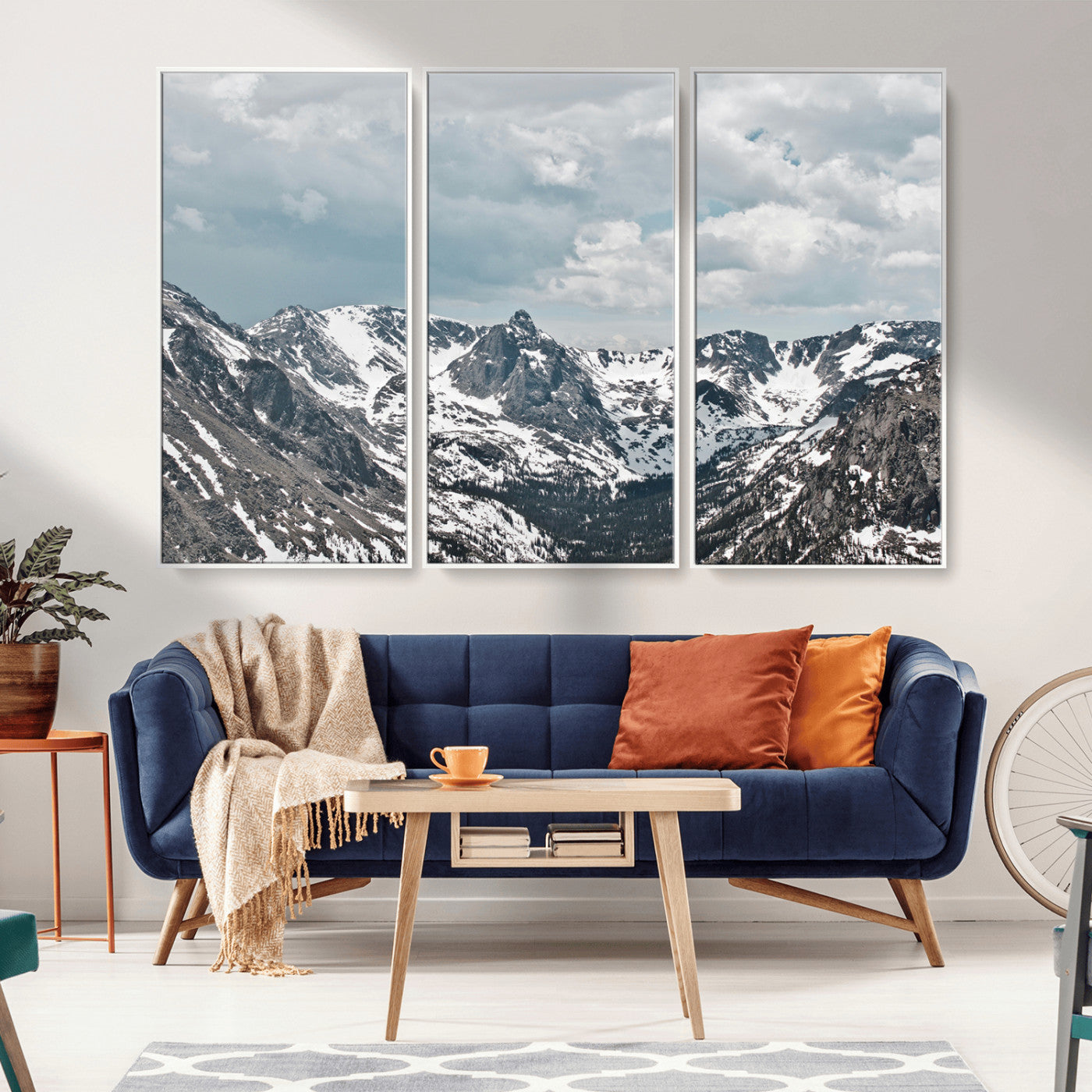 -Snowy Peaks Wall Art Canvas Print – Alpine Wilderness Mountain Escape Winter Serenity Artwork for Home, Office