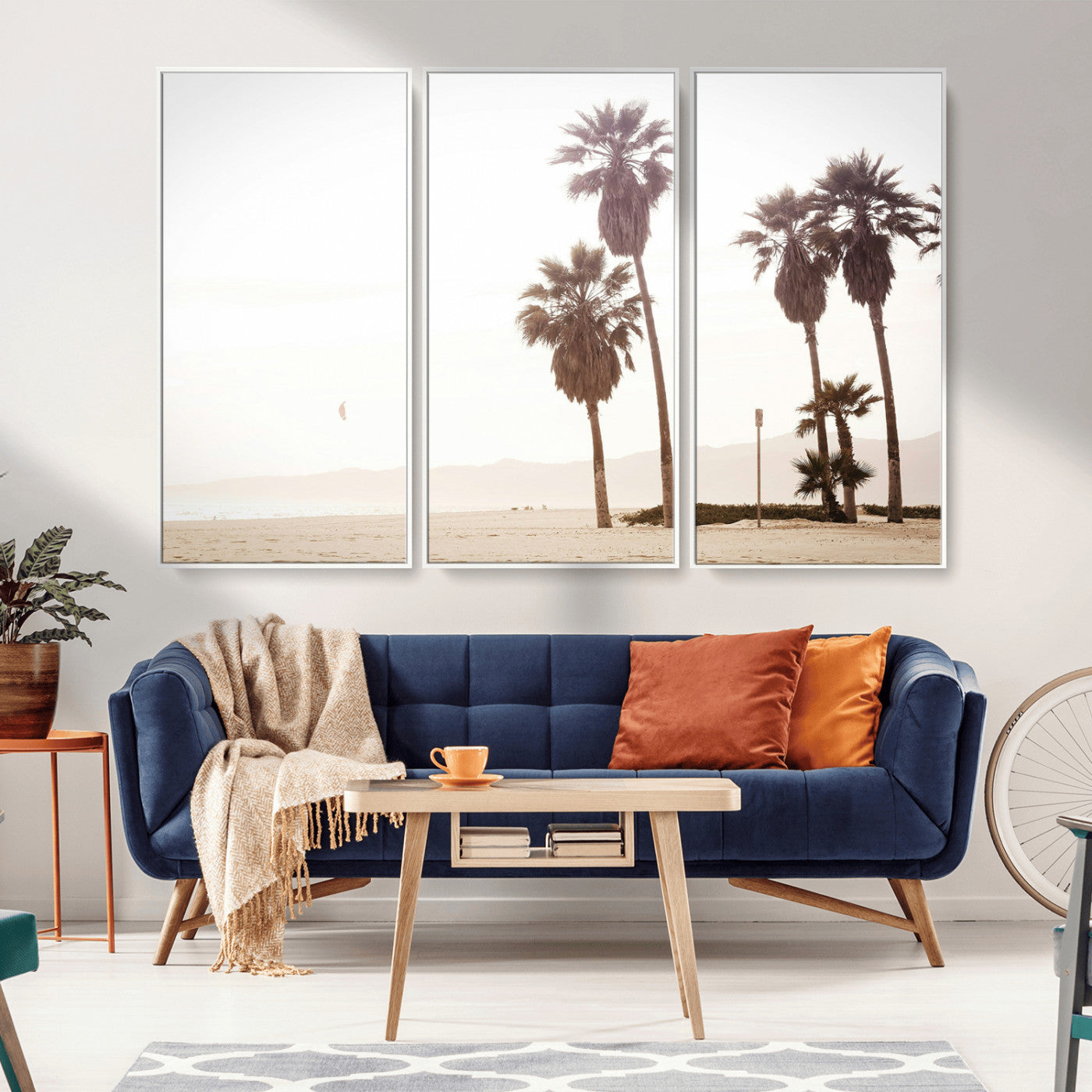 -Coastal Light Wall Art Canvas Print – Relaxing Shoreline Minimalist Ocean Tropical Serenity Artwork for Home, Office