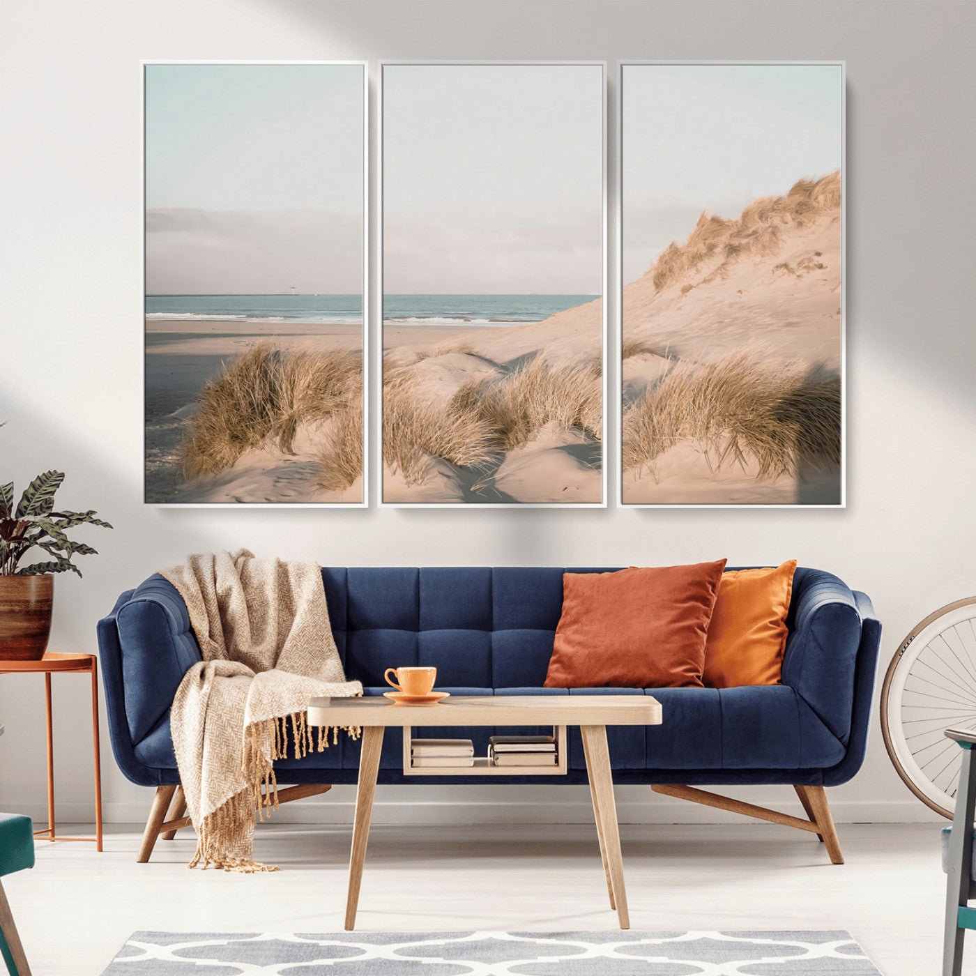 -Beach Landscape Wall Art Canvas Print – Framed Sand Dune Photography Minimalist Seascape Artwork for Home Office