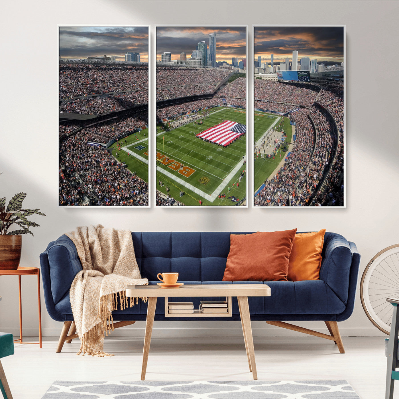 -Chicago Bears Soldiers Field Wall Art Canvas Print – Framed Football Stadium Artwork for Home, Office, Living Room