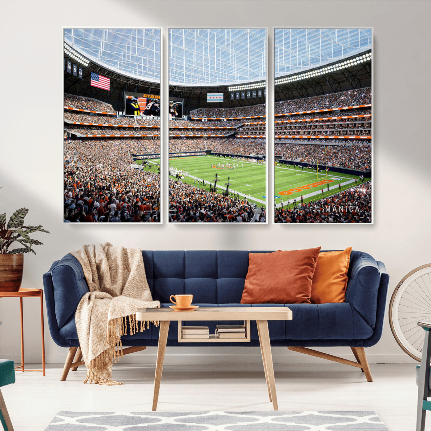 -Chicago Bears Soldiers Field Wall Art Canvas Print – Framed Football Stadium Artwork for Home, Office, Living Room