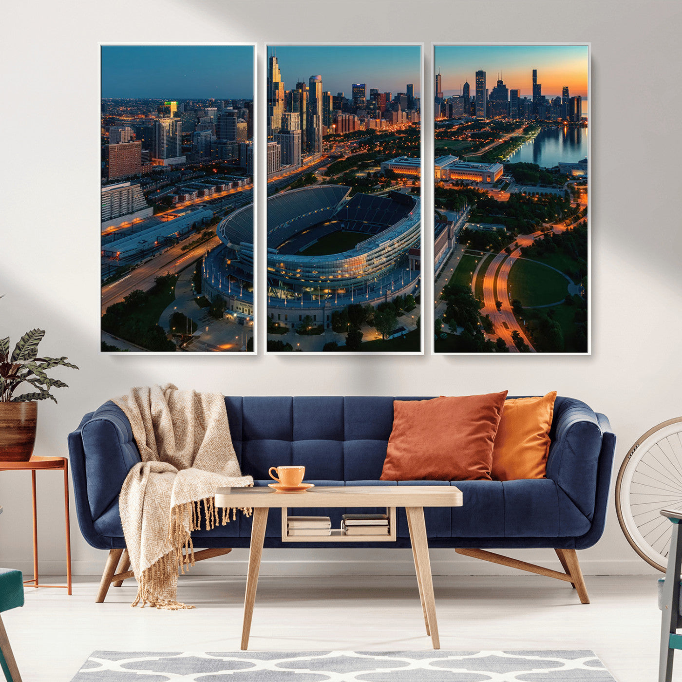 -Chicago Bears Soldiers Field Wall Art Canvas Print – Framed Football Stadium Artwork for Home, Office, Living Room