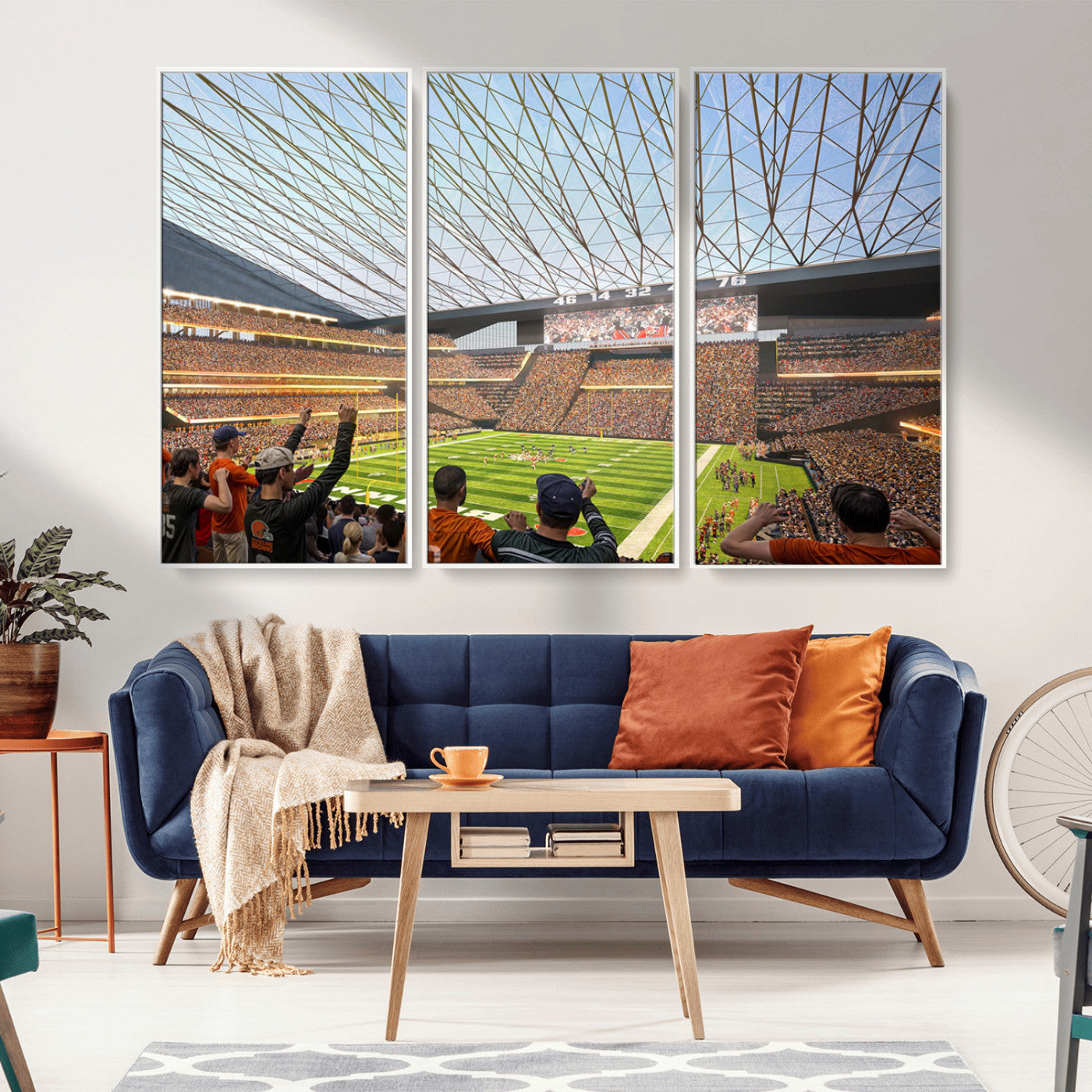 -Cleveland Browns Stadium Wall Art Canvas Print – Framed NFL Football Arena Artwork for Home, Office, Living Room