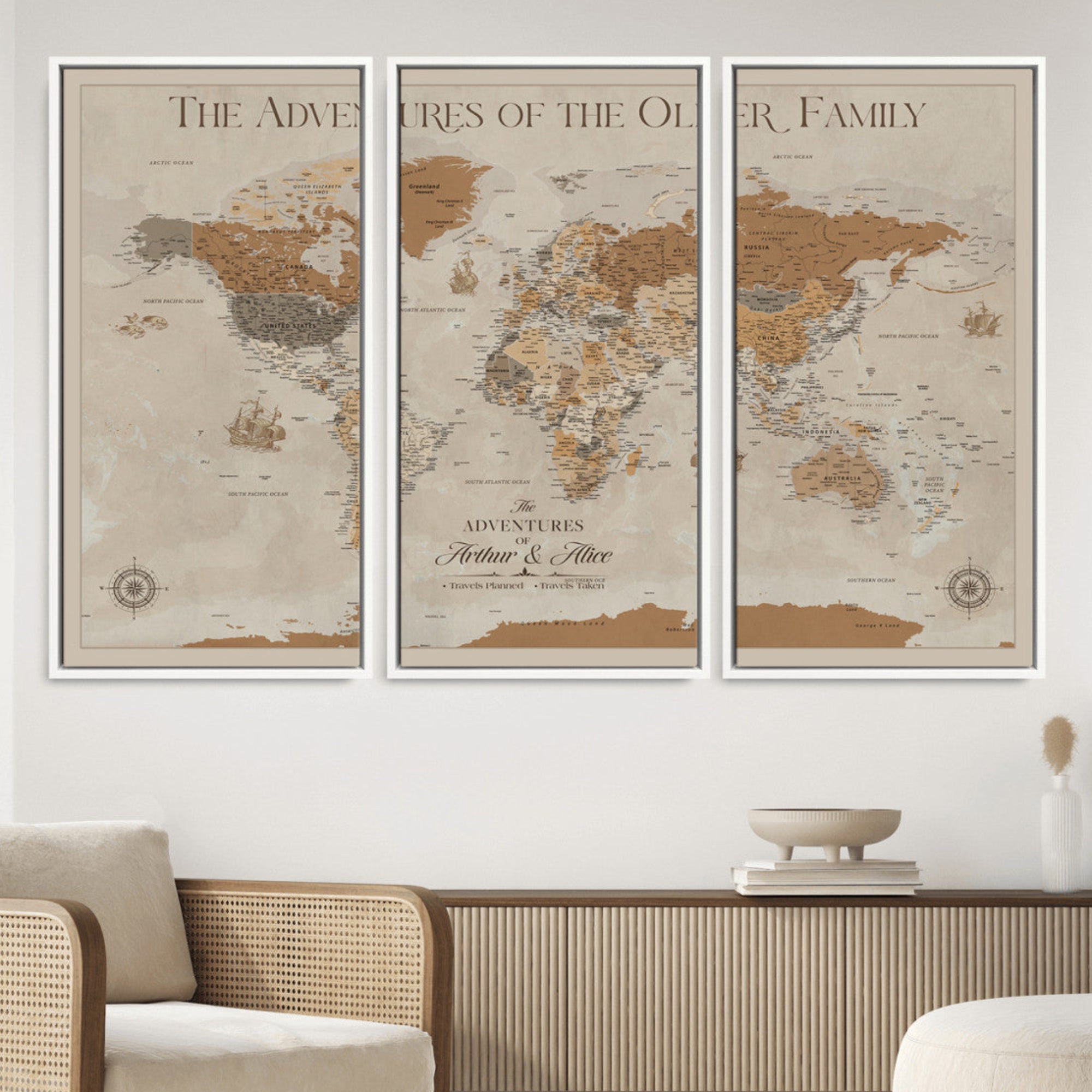 -Personalized Push Pin World Map Canvas – Custom Framed Travel Tracker Wall Art, Large Adventure Map with Pins for Home, Office