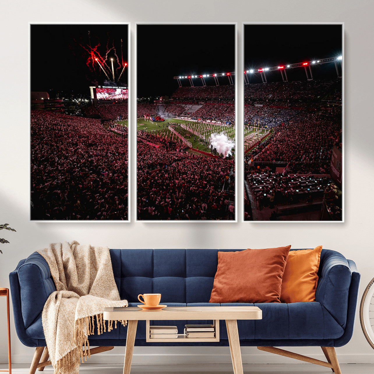 60690191-MGV-FC-48X32-3P - William Brice Stadium Wall Art Print – Baseball Game Room Artwork Print for Basement Dorm, Home, Office