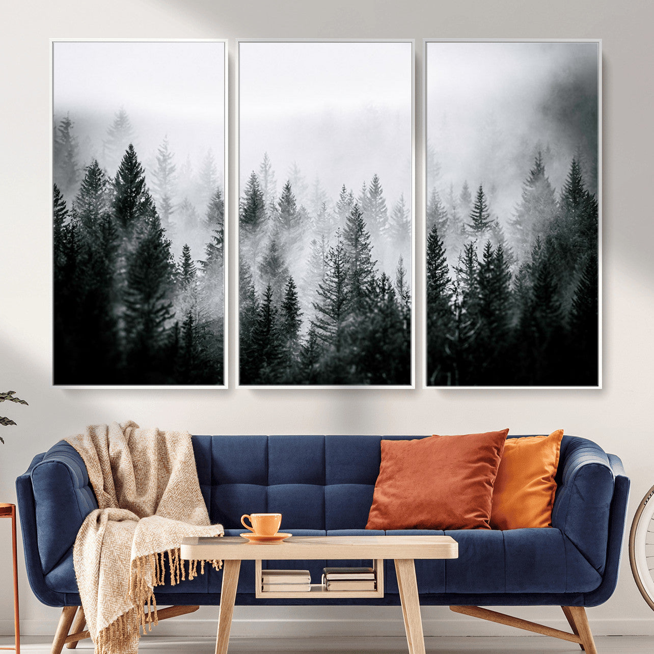 87750525-MGV-CV-36X24 - Foggy Forest Wall Art Canvas Print – Mountain Woodland Landscape Photography for Minimal Nature Home Decor