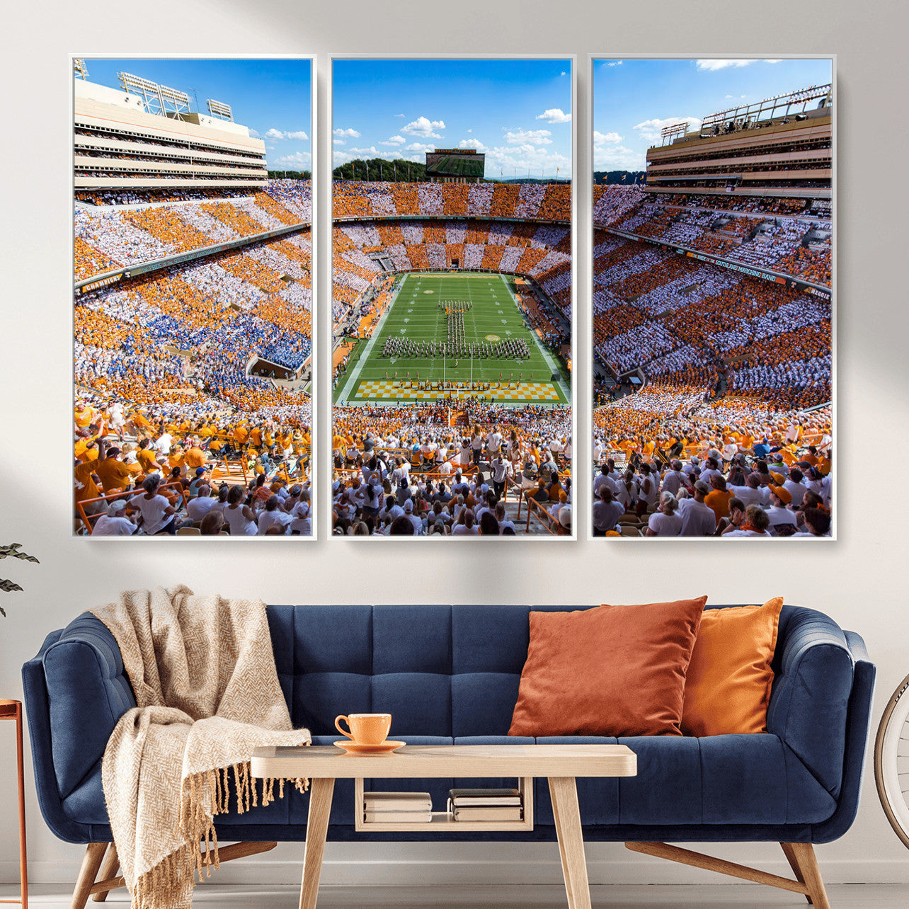 77097951-MGV-FC-48X32-3P - Tennessee Neyland Stadium Wall Art, Sports Arena Canvas Print, Panoramic Stadium Canvas Artwork for Home, Office