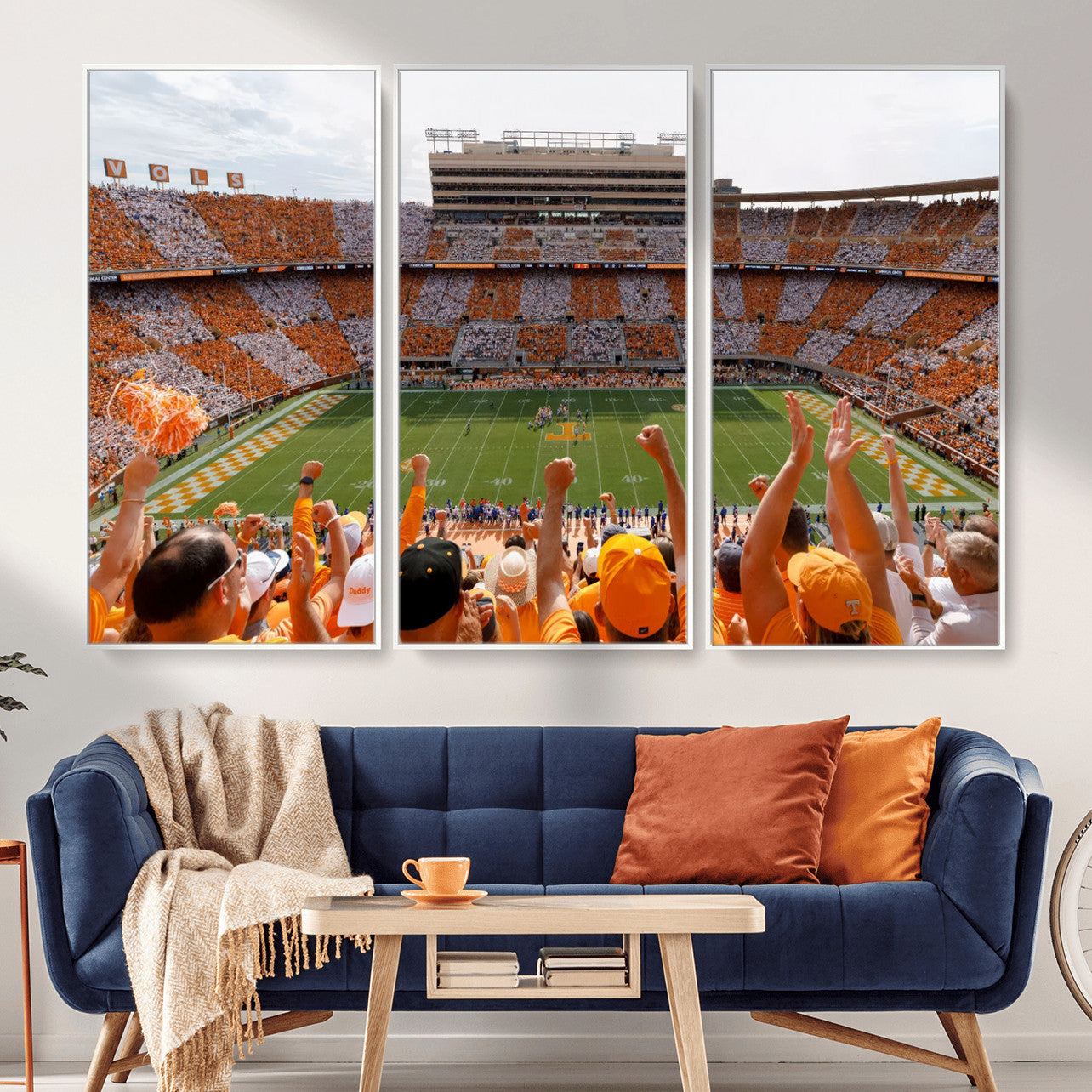 76011417-MGV-FC-48X32-3P - Tennessee Neyland Stadium Wall Art, Sports Arena Canvas Print, Panoramic Stadium Artwork for Home, Office