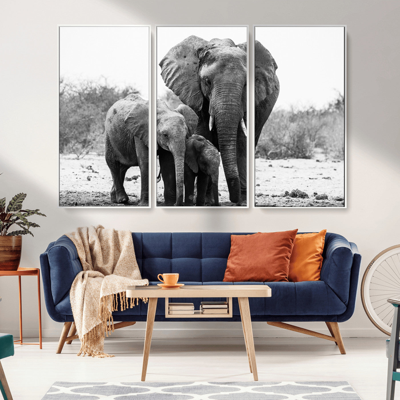 -Elephant Family Africa Wall Art Canvas Print