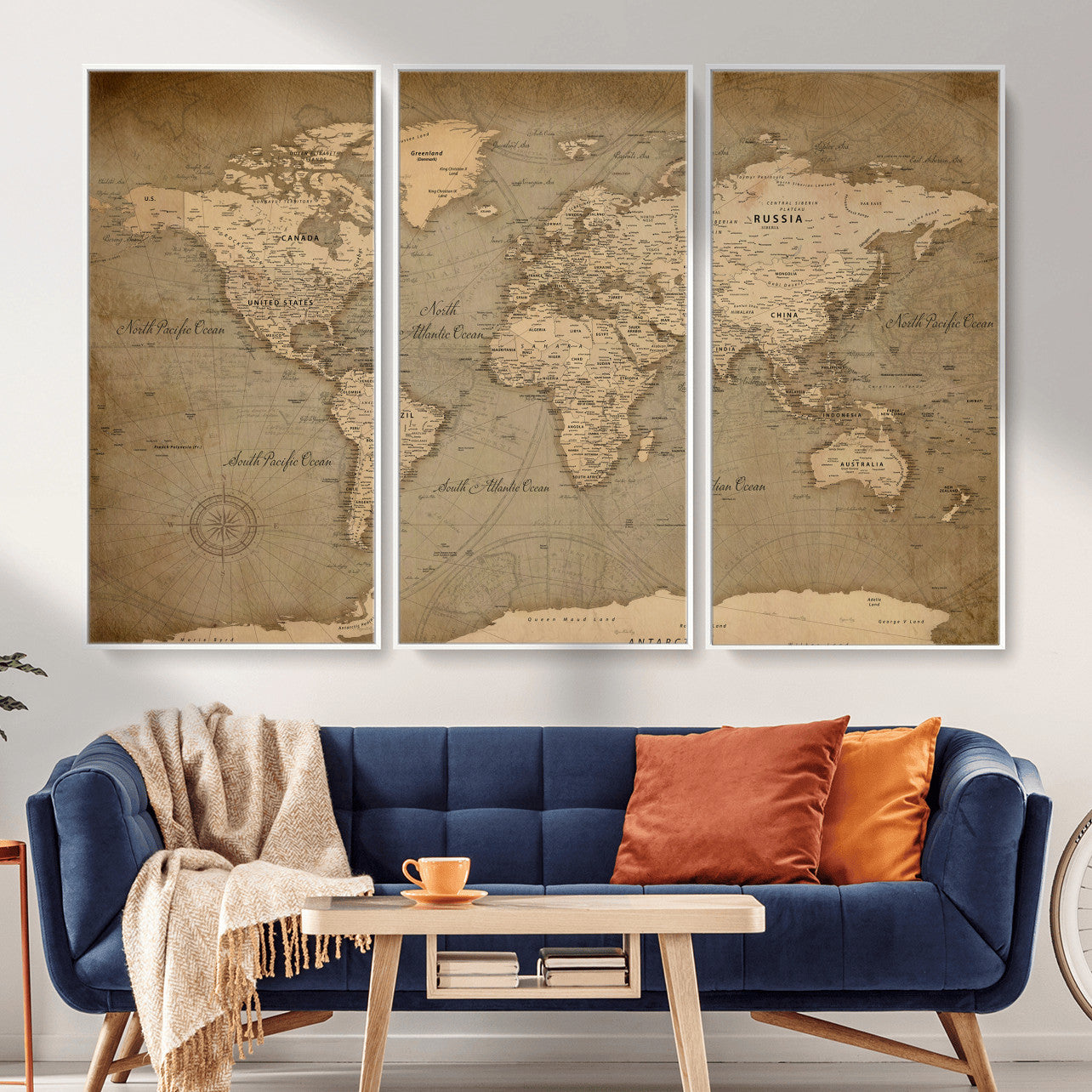 49946617-MGV-CV-36X24 - World Map Wall Art Canvas Print, Modern Decorative Framed Map Artwork Prints for Living Room, Office, Bedroom Wall Decor
