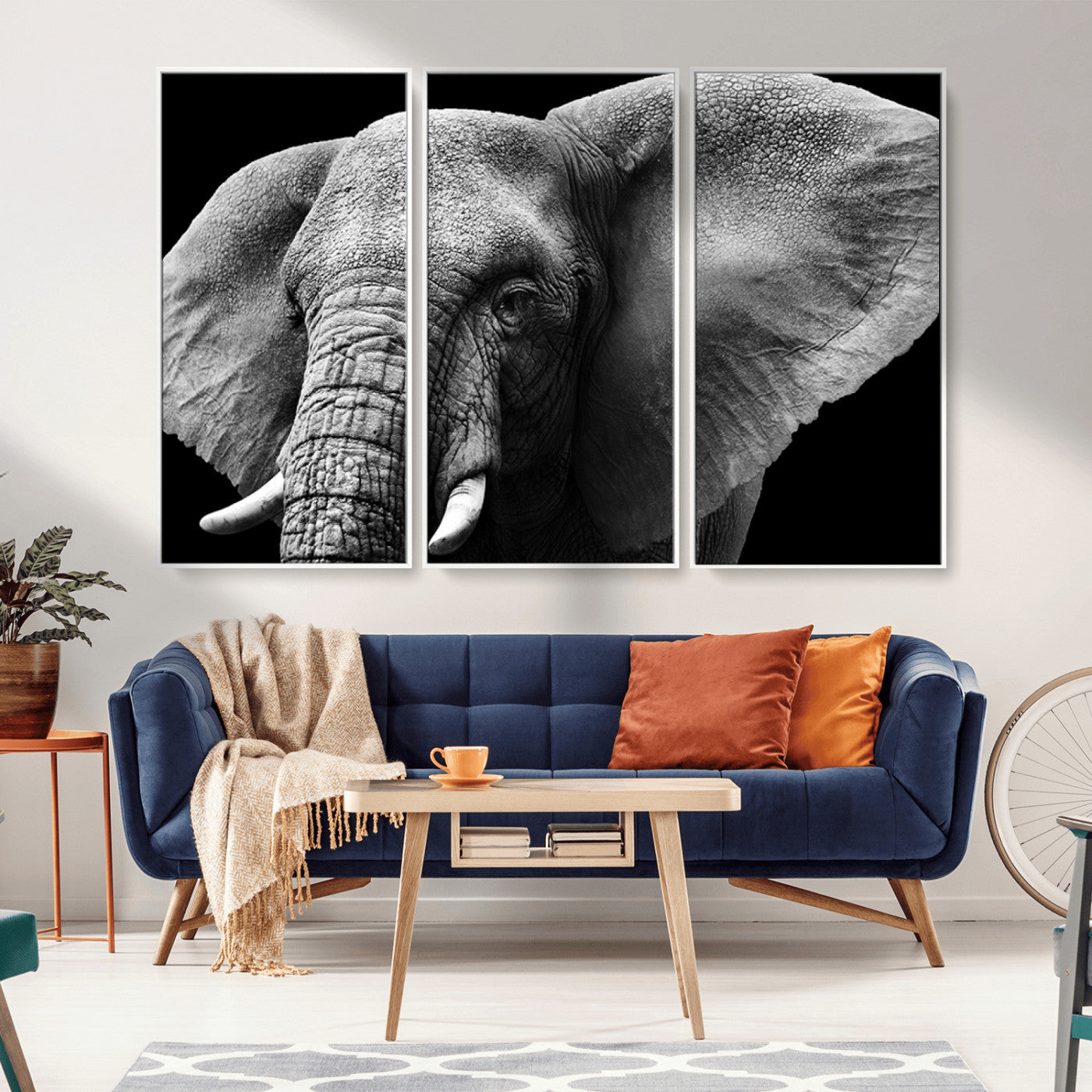 -Big Elephant Close Up Wall Art Canvas Print