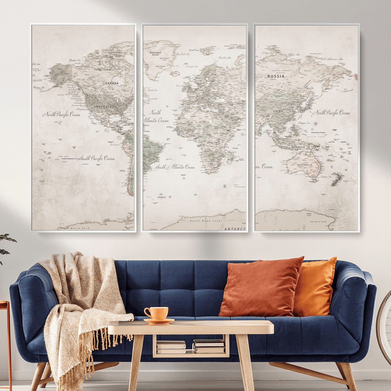 90355419-MGV-CV-36X24 - World Map Wall Art Canvas Print, Modern Decorative Framed Map Artwork Prints for Living Room, Office, Bedroom Wall Decor