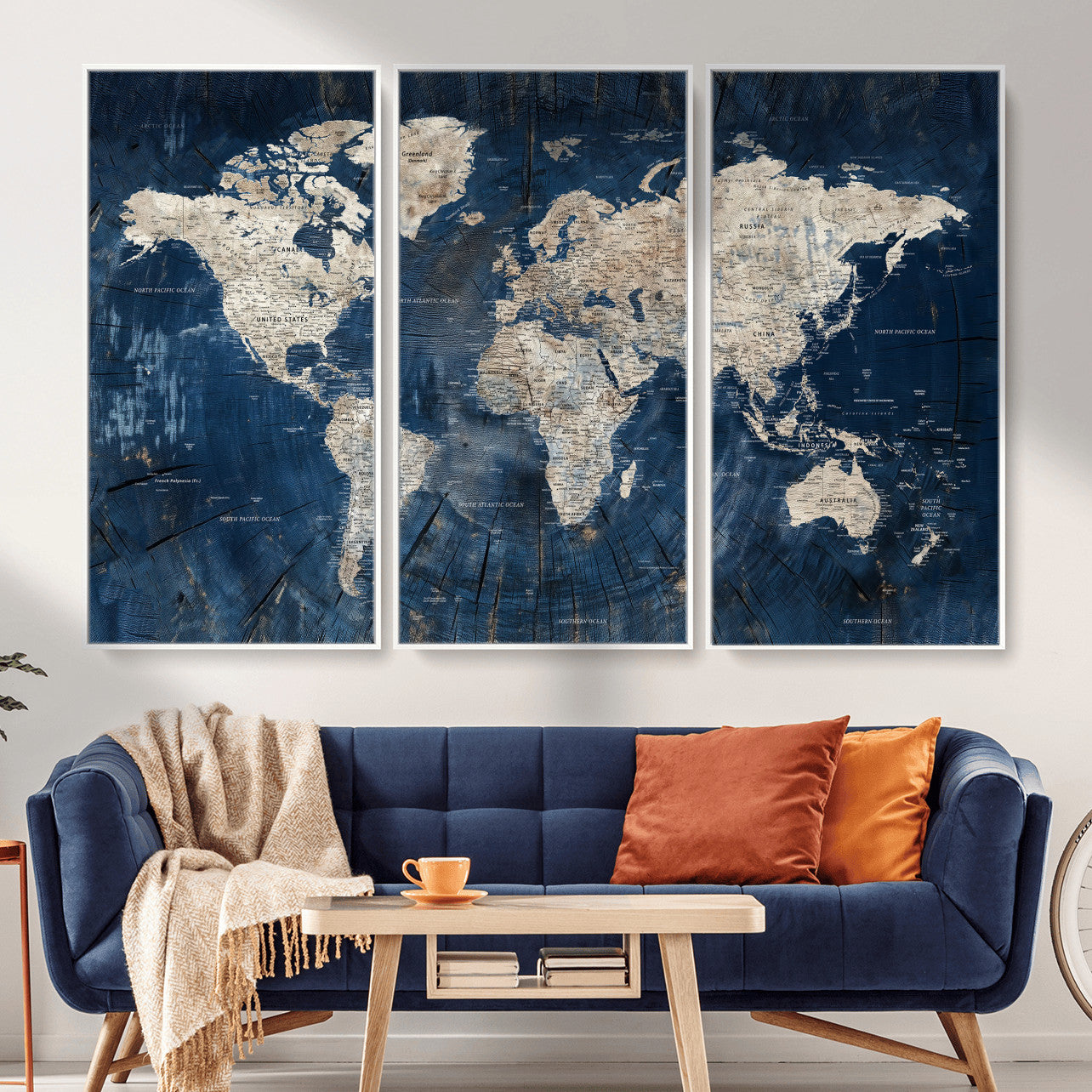 56126010-MGV-CV-36X24 - World Map Wall Art Canvas Print, Modern Decorative Framed Map Artwork Prints for Living Room, Office, Bedroom Wall Decor