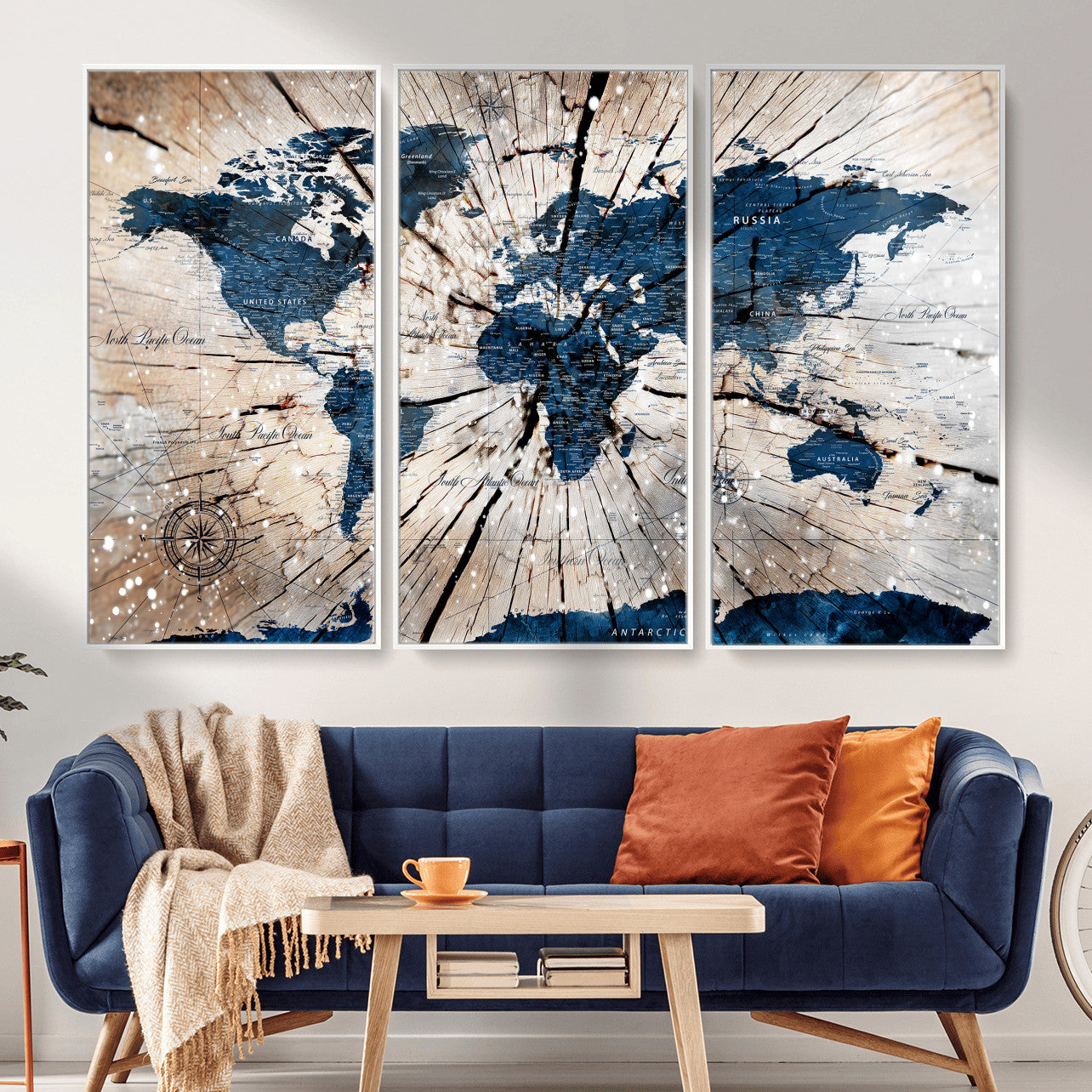 19478704-MGV-CV-36X24 - World Map Wall Art Canvas Print, Modern Decorative Framed Map Artwork Prints for Living Room, Office, Bedroom Wall Decor