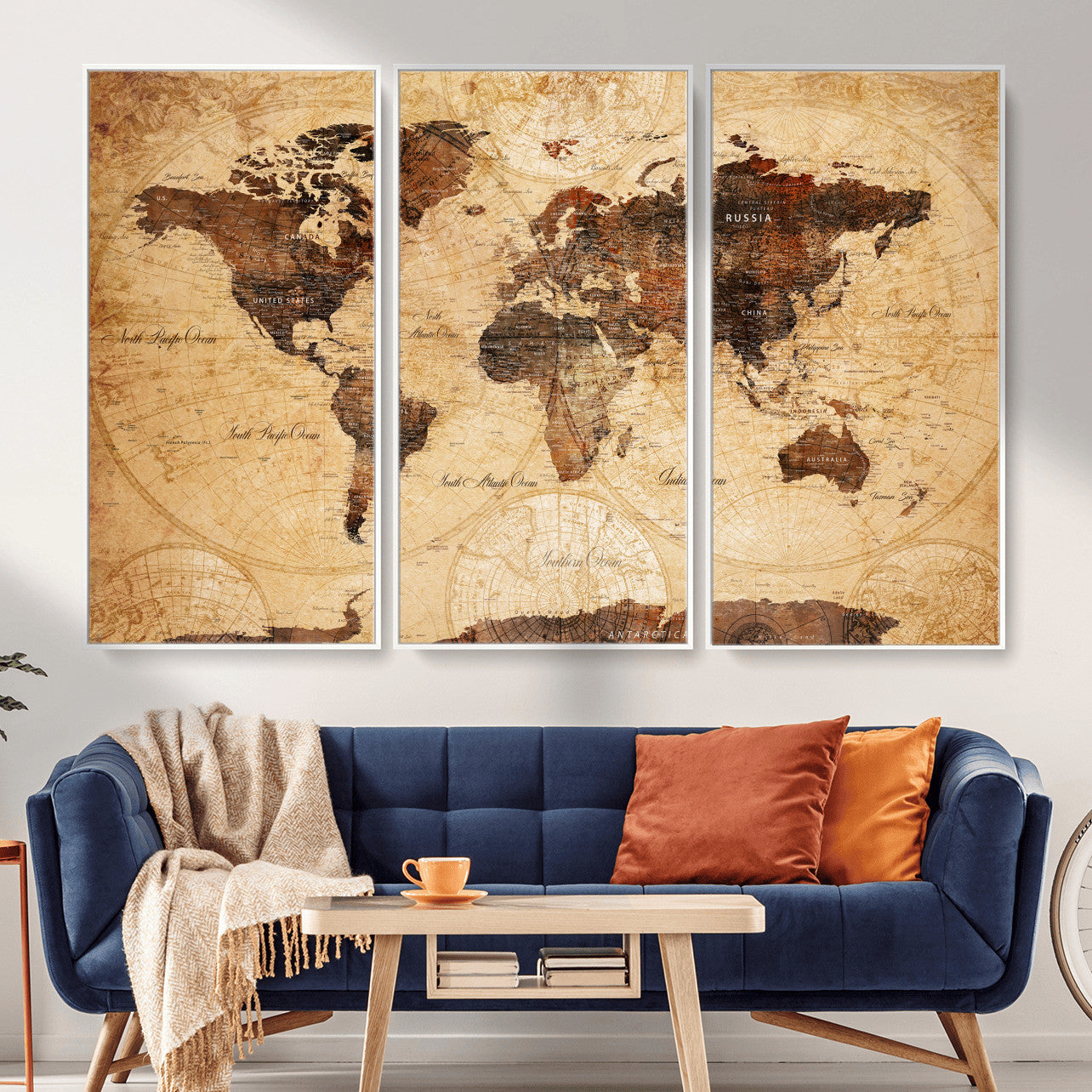 40760475-MGV-CV-36X24 - World Map Wall Art Canvas Print, Modern Decorative Framed Map Artwork Prints for Living Room, Office, Bedroom Wall Decor