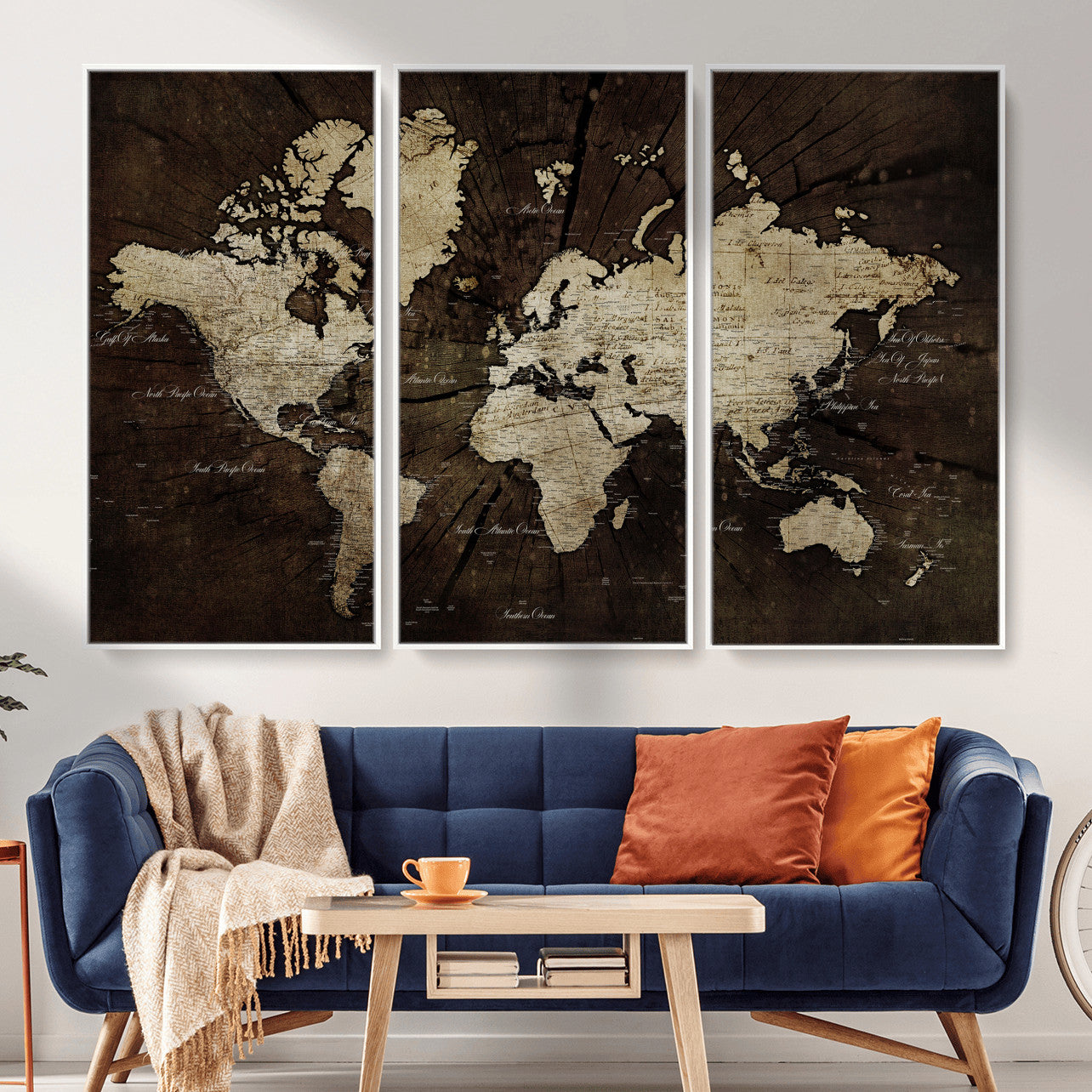 40991509-MGV-CV-36X24 - World Map Wall Art Canvas Print, Modern Decorative Framed Map Artwork Prints for Living Room, Office, Bedroom Wall Decor