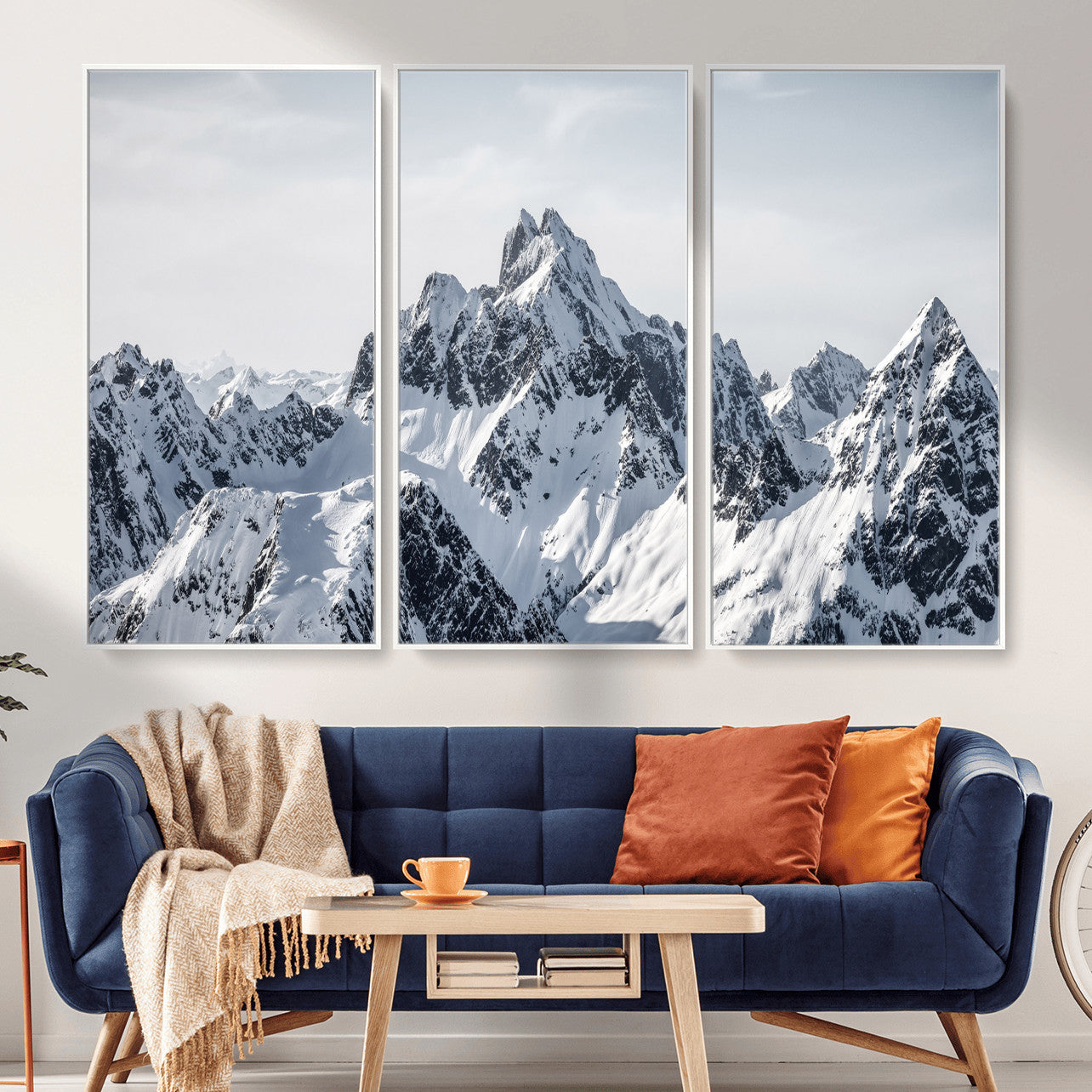 33126265-MGV-CV-36X24 - Snowy Mountain Range Canvas Print, Alpine Peaks Landscape Wall Art, Framed Canvas Ready to Hang