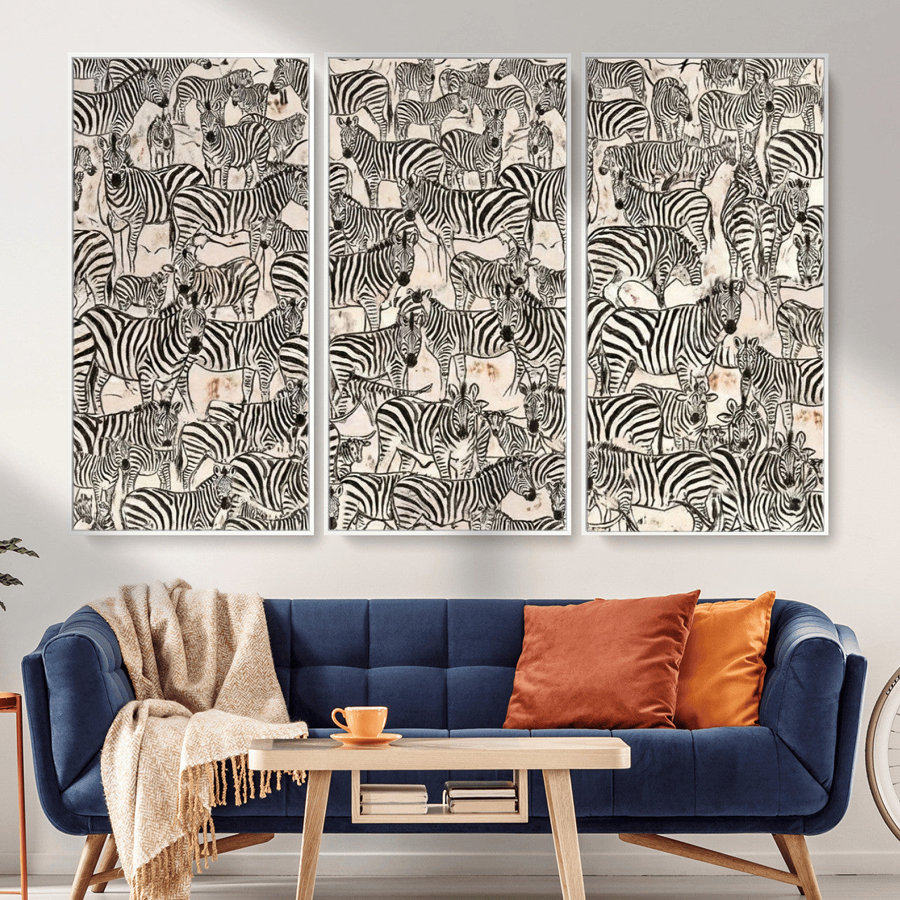 76453377-MGV-CV-36X24 - Farmhouse Animals Wall Art Canvas Print - Abstract Farm Animal Drawing Mid-Century Wall Art for Cabin Decor