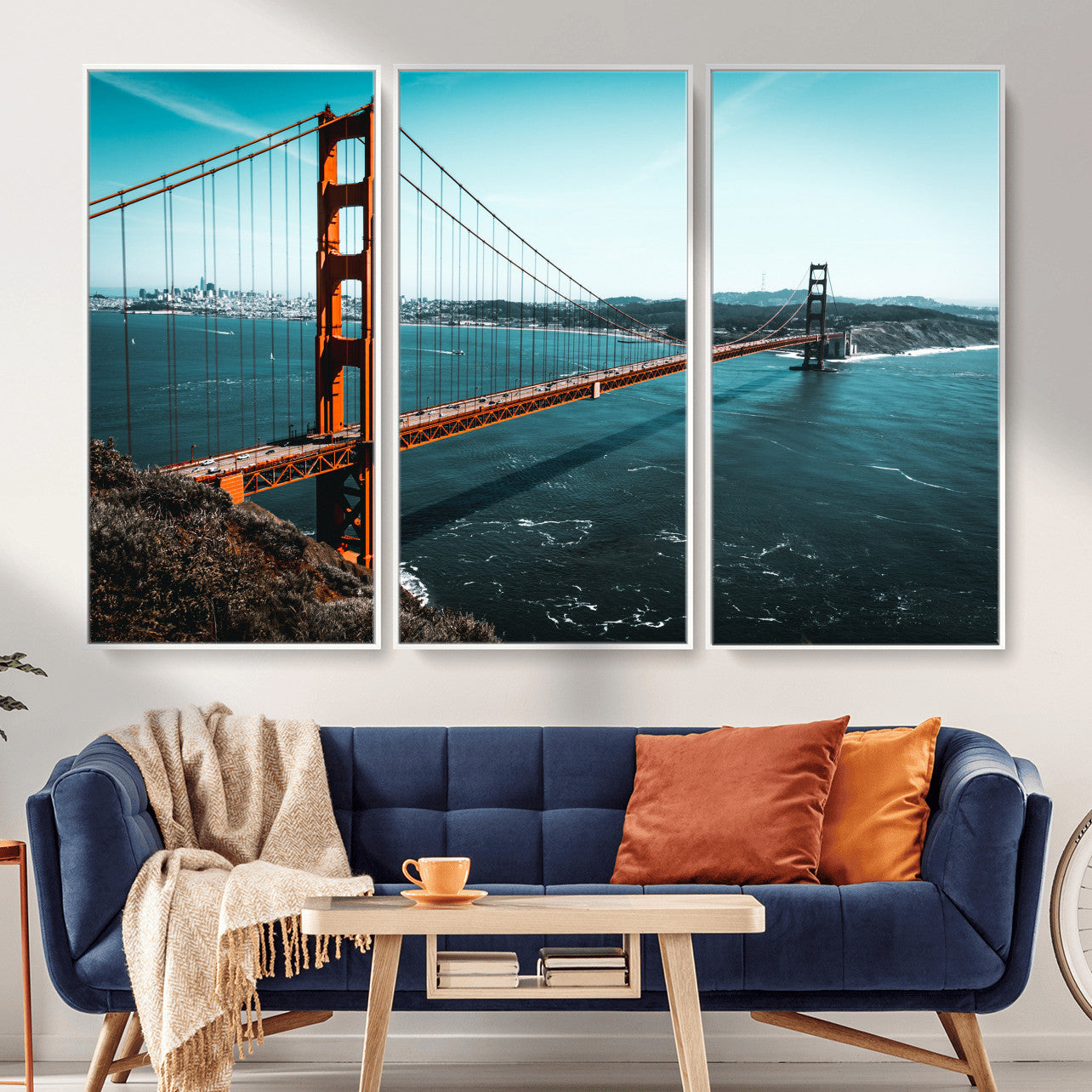 73996404-MGV-CV-36X24 - Golden Gate Bridge Wall Art Canvas Print – San Francisco Landmark Photography Artwork Print for Living Room, Office, and Modern Decor