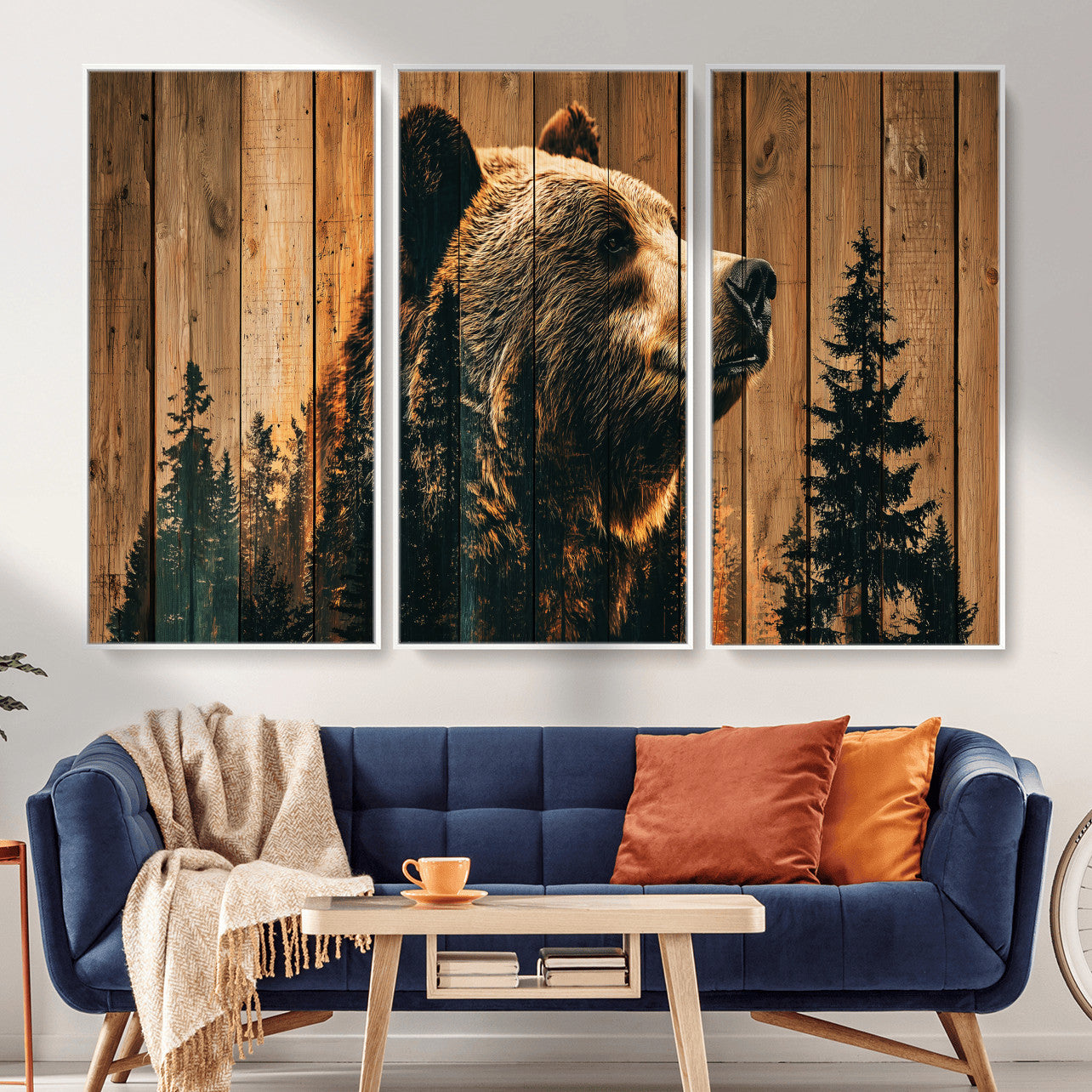 31552198-MGV-CV-36X24 - Rustic Bear Wall Art Canvas Print – Woodland Wildlife Artwork Print for Cabin, Lodge, and Farmhouse Home Decor