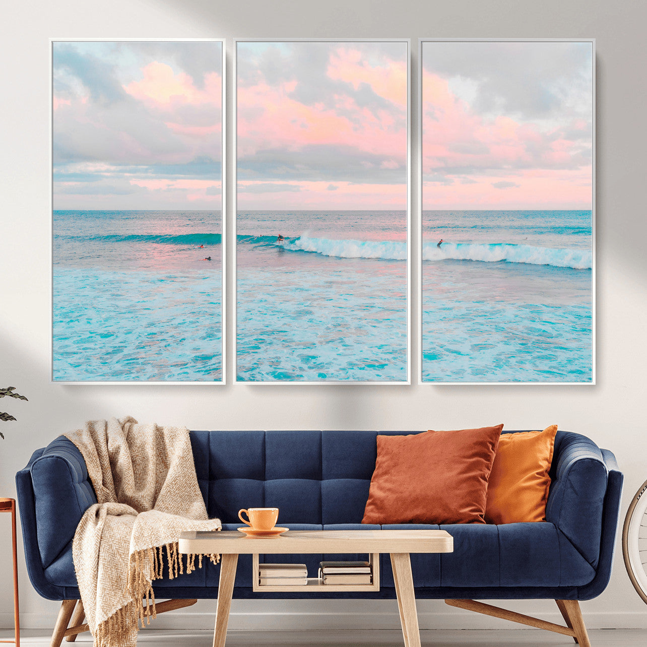 73216461-MGV-CV-36X24 - Ocean Wave Wall Art Canvas Print, Pastel Surf Seascape Photography, Coastal Beach Wall Decor