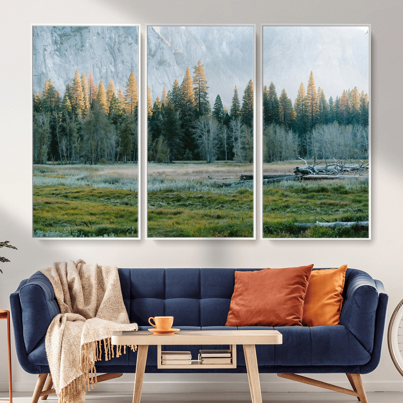 95548744-MGV-CV-36X24 - Forest Meadow Wall Art Canvas Print, Pine Tree Landscape Nature Artwork, Mountain Valley Scenic Photography, Calm Wilderness Wall Decor