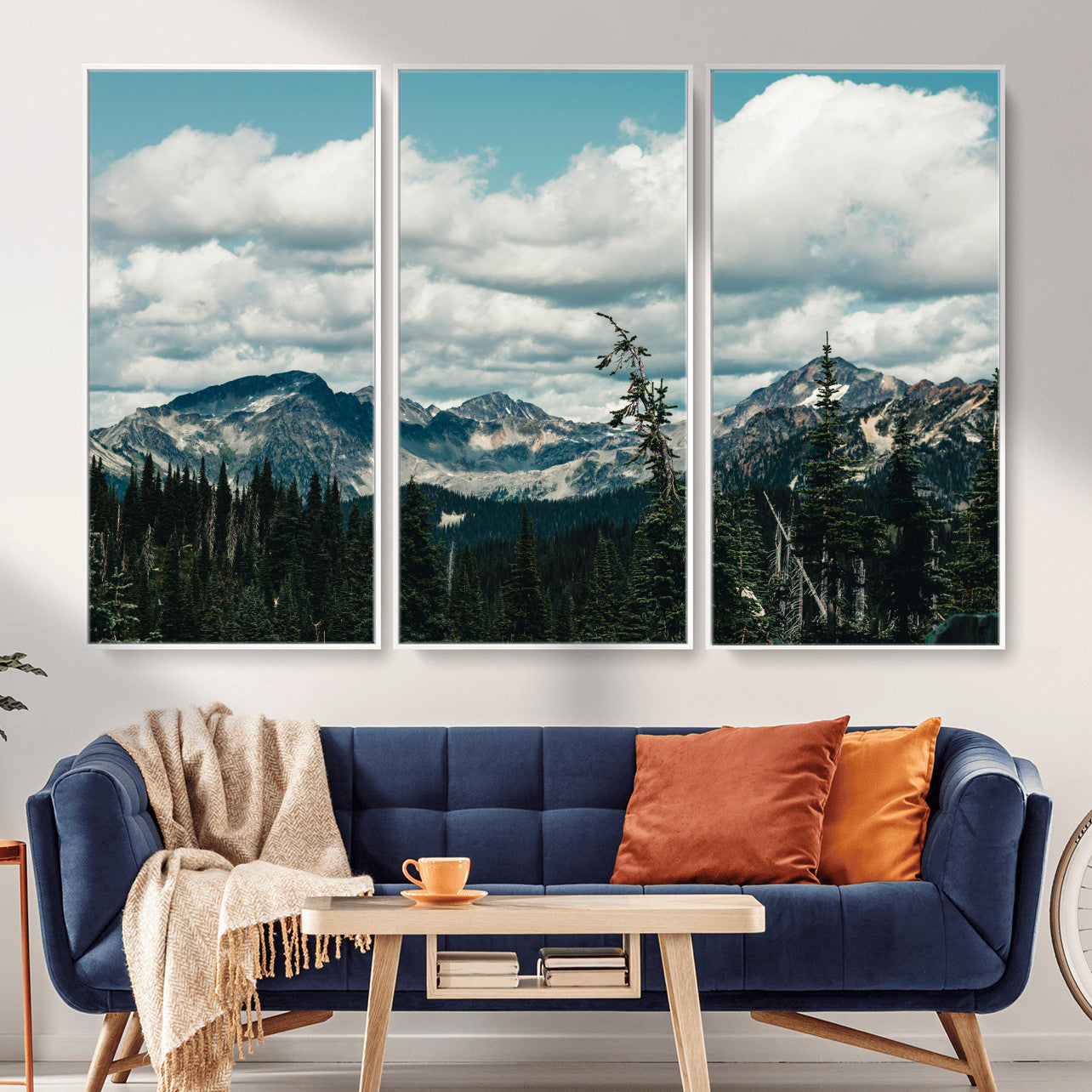 30416773-MGV-CV-36X24 - Mountain Forest Wall Art Canvas Print, Alpine Pine Tree Landscape Photography, Scenic Wilderness Mountain View, Nature Wall Decor