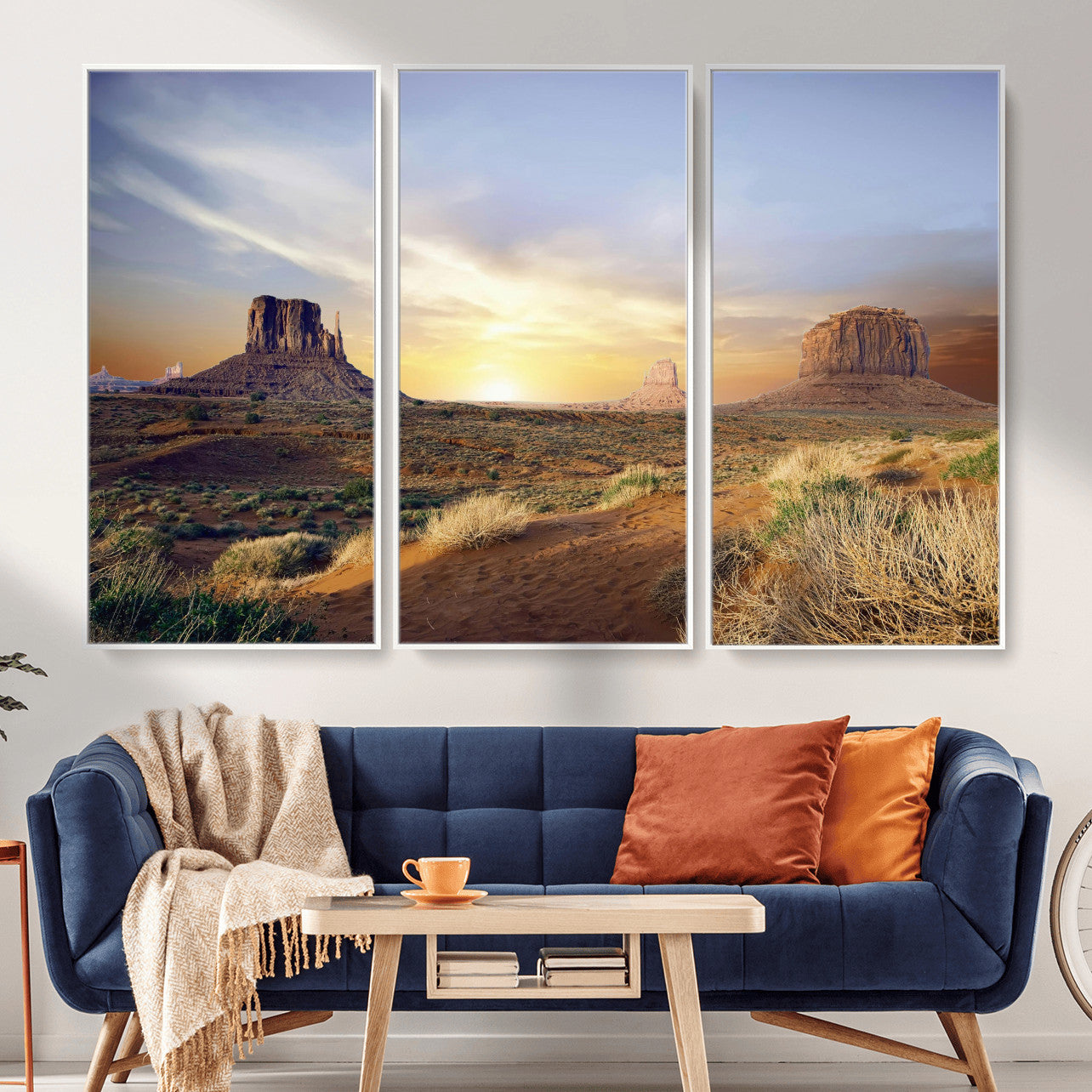 14901845-MGV-CV-36X24 - Monument Valley Desert Landscape Wall Art Canvas Print, Southwest Desert Rock Formation Canvas Print, Western Red Rock Panorama Art Printing