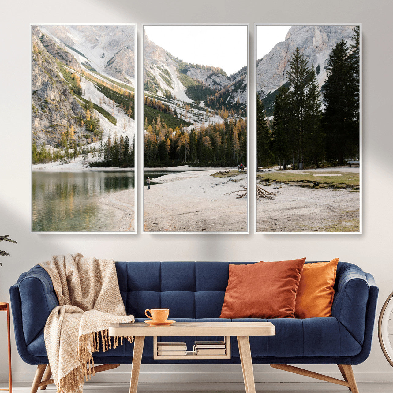 89246758-MGV-CV-36X24 - Lake Braies Alpine Landscape Wall Art Canvas Print, Dolomites Mountain Lake Forest Canvas Print, Italian Alps Scenic Nature Art Printing