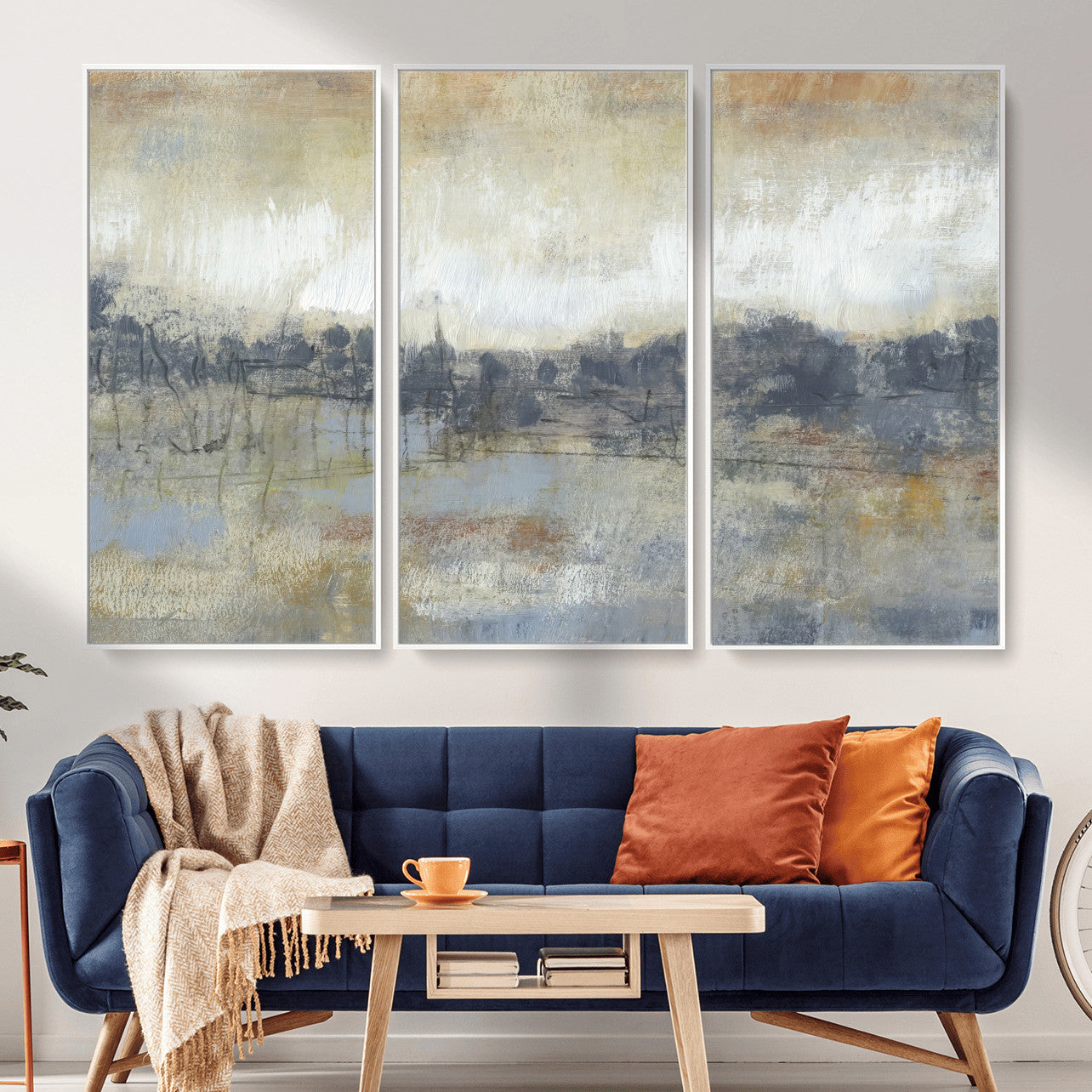 73973590-MGV-CV-36X24 - Abstract Neutral Landscape Painting Wall Art Canvas Print, Modern Minimal Texture Horizon Canvas Print, Beige Gray Contemporary Abstract Art Printing