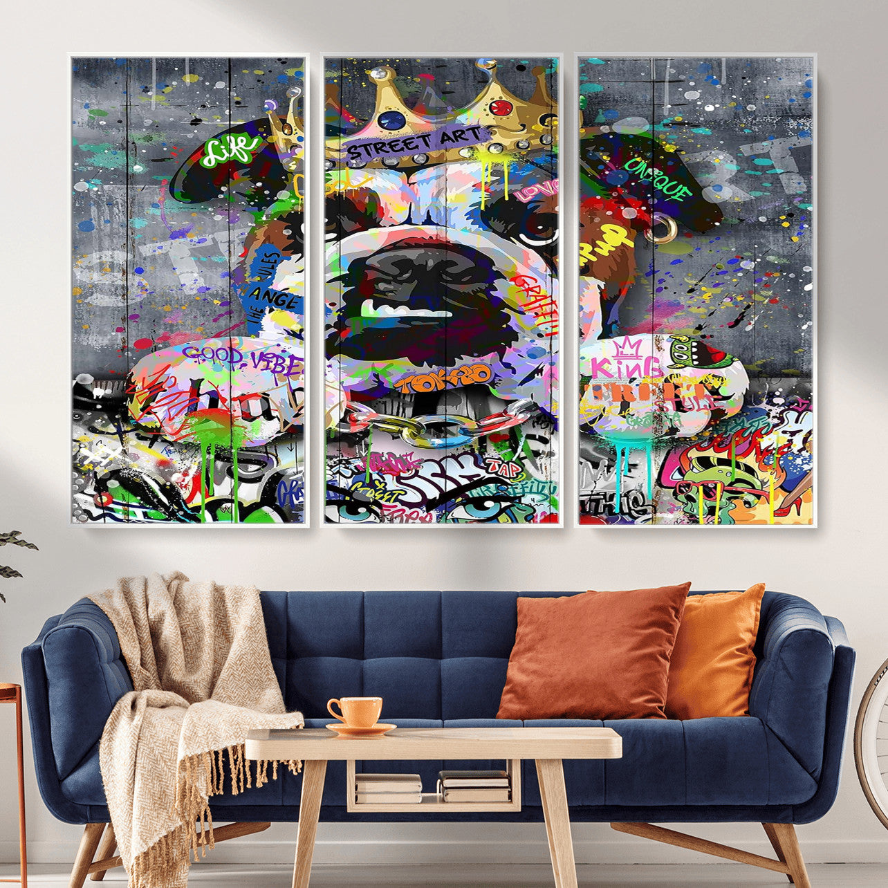 45209731-MGV-CV-36X24 - Dog Wall Decor for Teen Bedroom Decor - Graffiti Animal Canvas Wall Art for Teen Room Decor - Abstract Wall Painting Ready to Hang