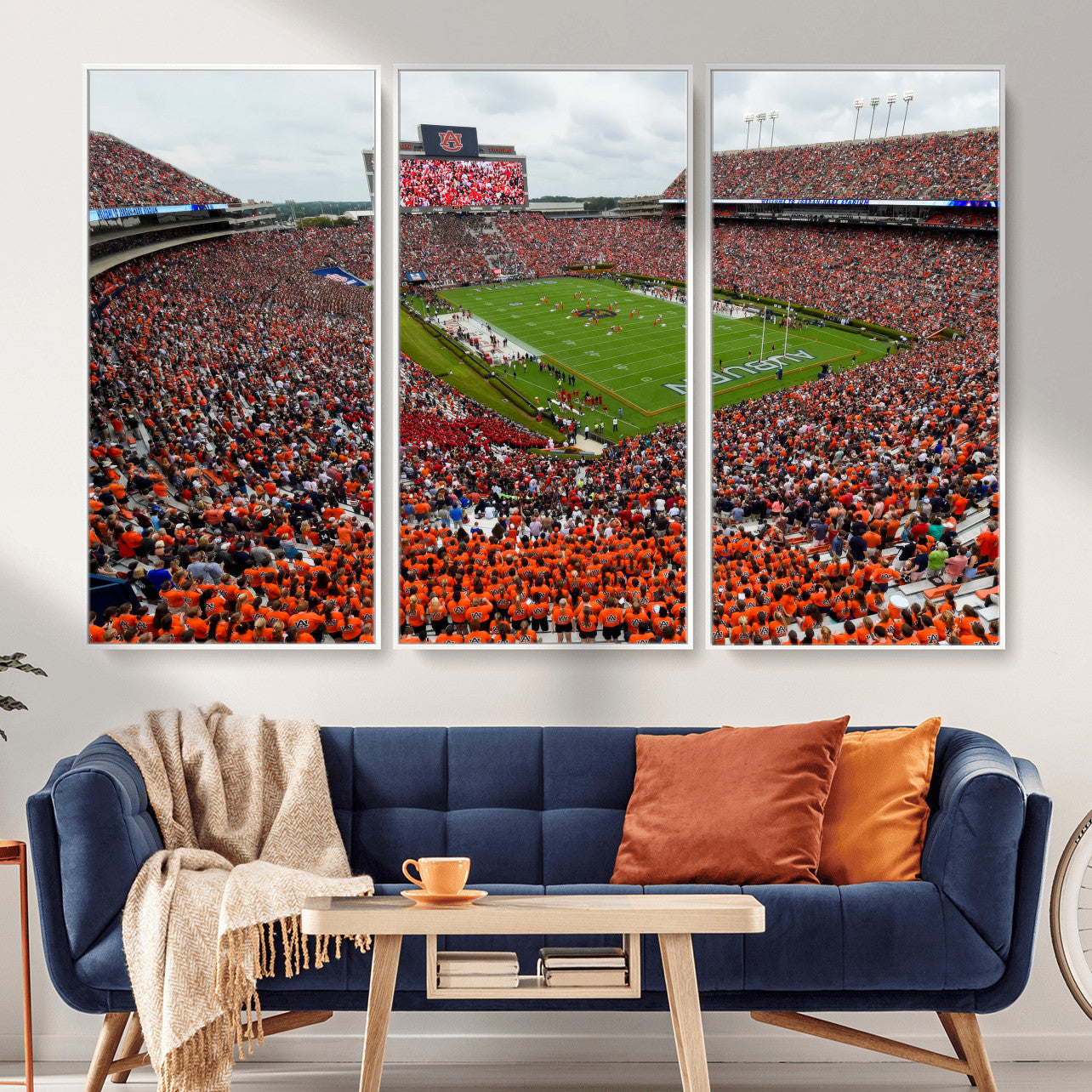 82562490-MGV-CV-36X24 - Auburn Stadium Sunset Wall Art Canvas Print, Jordan Hare Stadium Game Day Crowd, Auburn Tigers Football Artwork