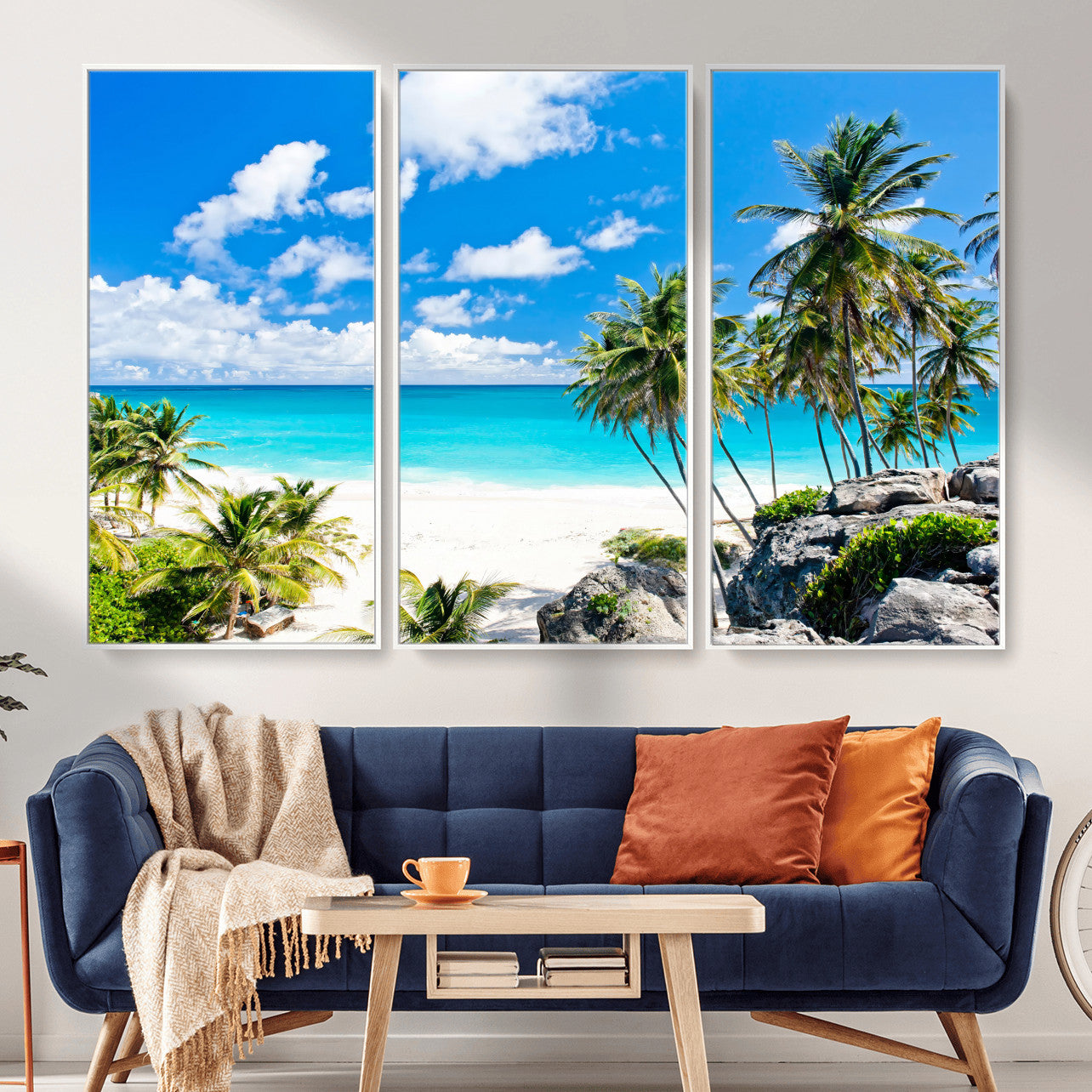 51097197-MGV-CV-36X24 - Tropical Beach Wall Art Canvas Print, Palm Tree Ocean Landscape Photography, Caribbean Coastal Artwork