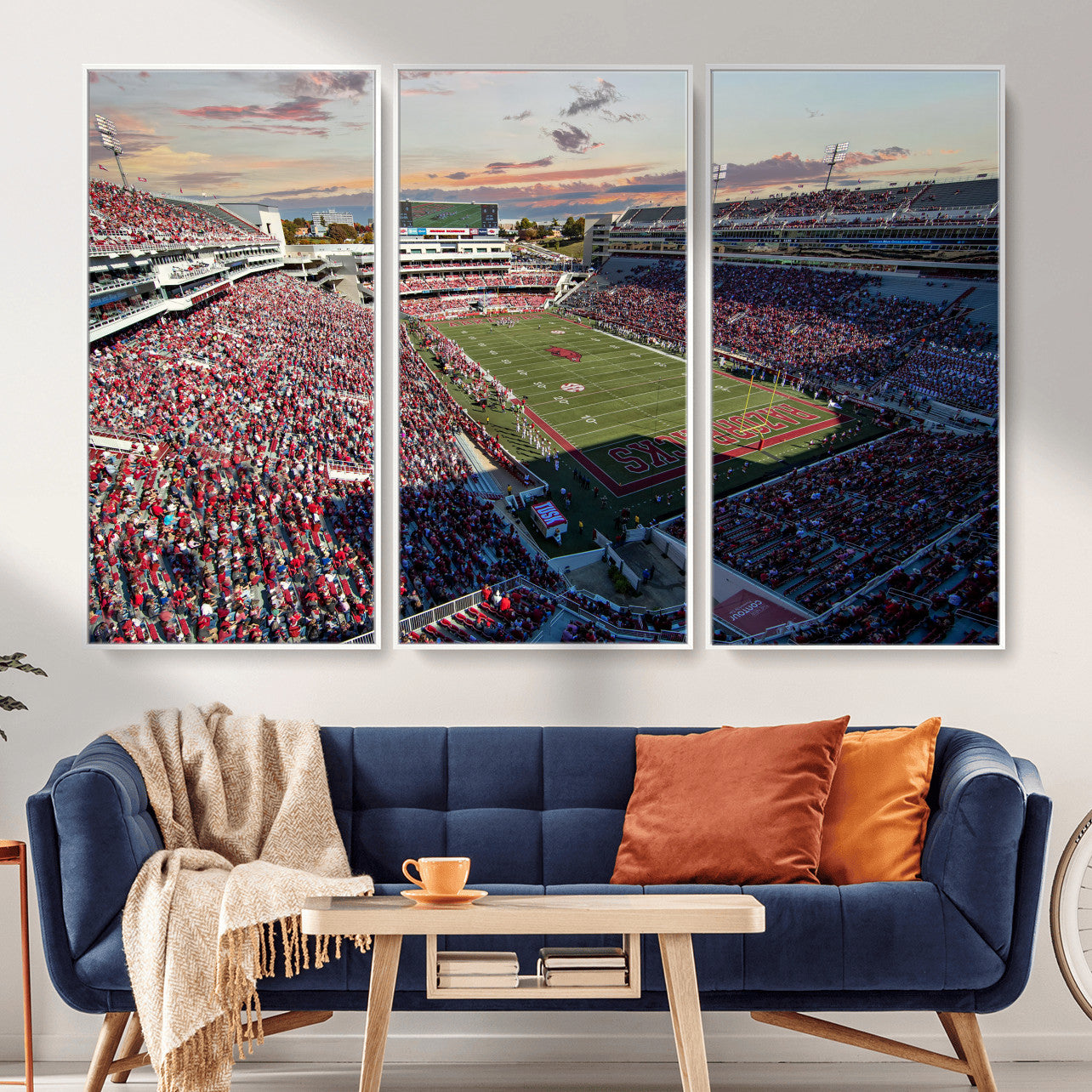 46571211-MGV-CV-36X24 - Donald W. Reynolds Razorback Stadium Wall Art Canvas Print – Arkansas Razorbacks Football Artwork for Home, Office, and Sports Room Decor