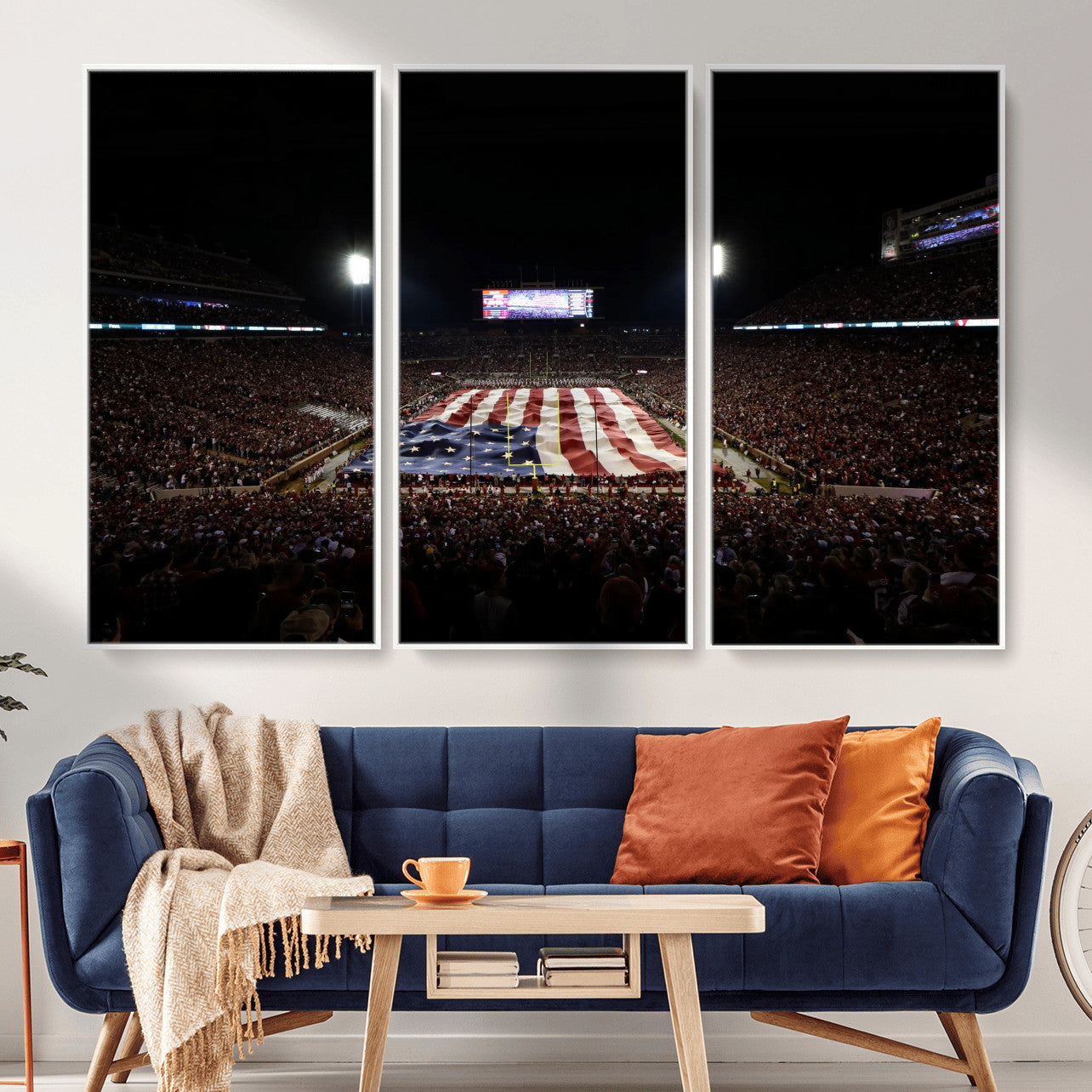 98418189-MGV-CV-36X24 - Oklahoma Memorial Stadium Wall Art Canvas Print – Oklahoma Sooners Football Artwork for Home, Office, and Sports Room Decor