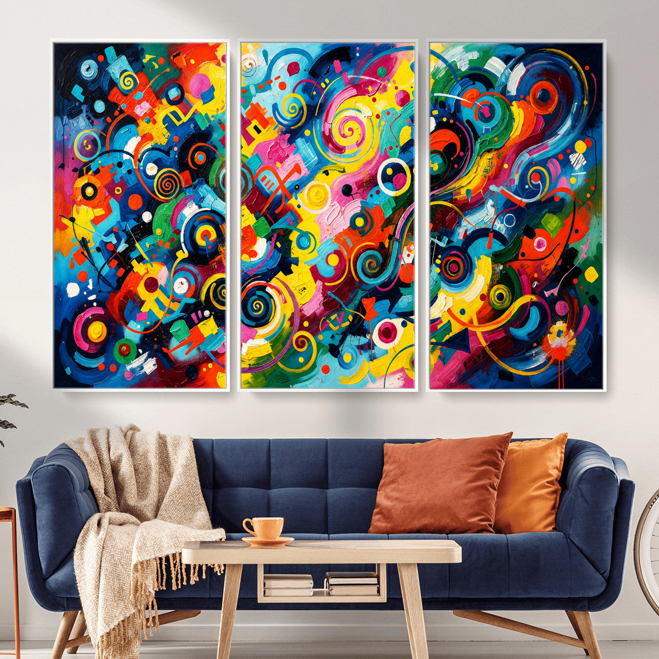 4712069R1-MGV-CV-36X24 - Geometric Abstract Wall Art Canvas Print, Bold Color Abstract Expressionist Painting Print, Modern Geometric Abstract Canvas Art
