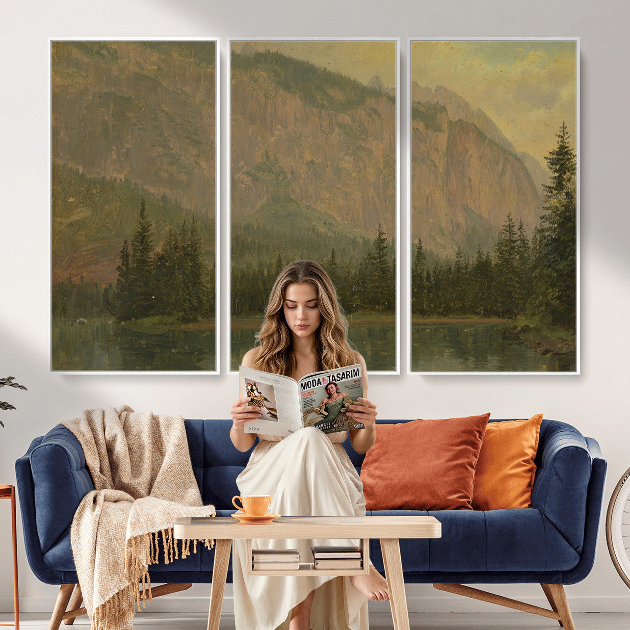 76844524-MGV-CV-36X24 - Frederic Edwin Church Hintersee Canvas Print, Hudson River School Mountain Lake Painting 1868, American Romantic Landscape, Vintage Nature Wall Art