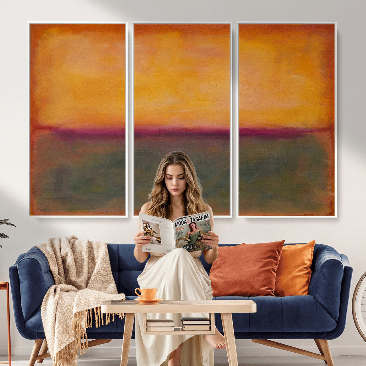 21628300-MGV-CV-36X24 - Abstract Color Field Wall Art Canvas Print, Framed Minimalist Horizon Artwork for Living Room Bedroom Office