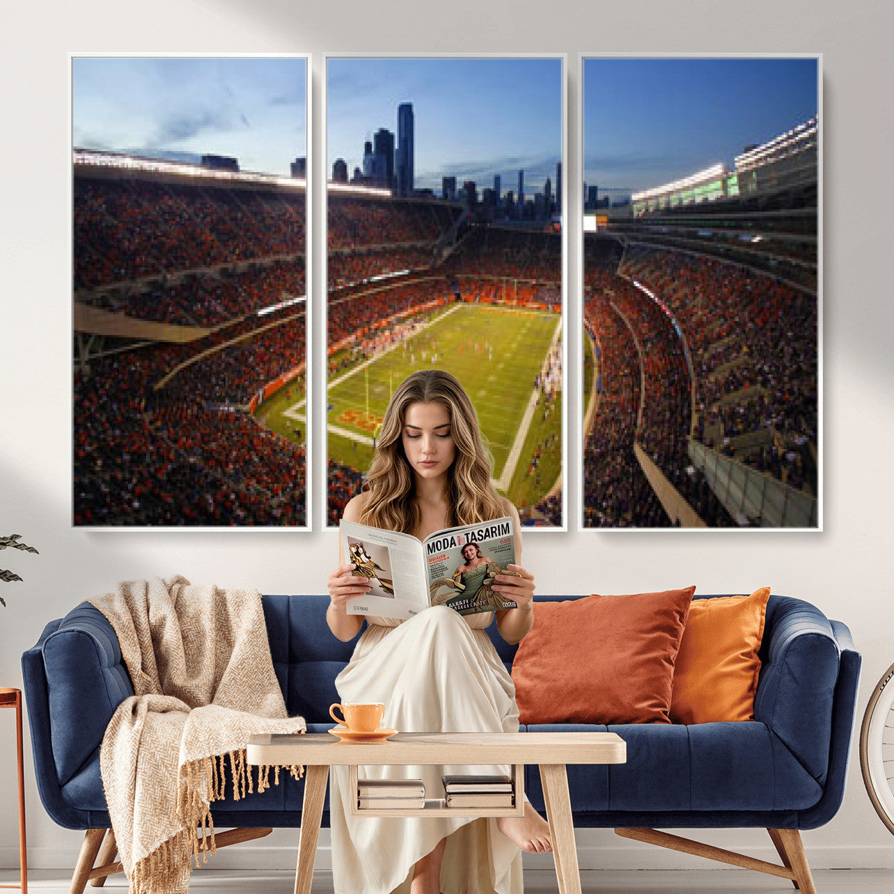 50691720-MGV-CV-36X24 - Chicago Bears Soldier Field Canvas Wall Art, NFL Stadium Panorama Print, Football Arena Photography for Sports Fans